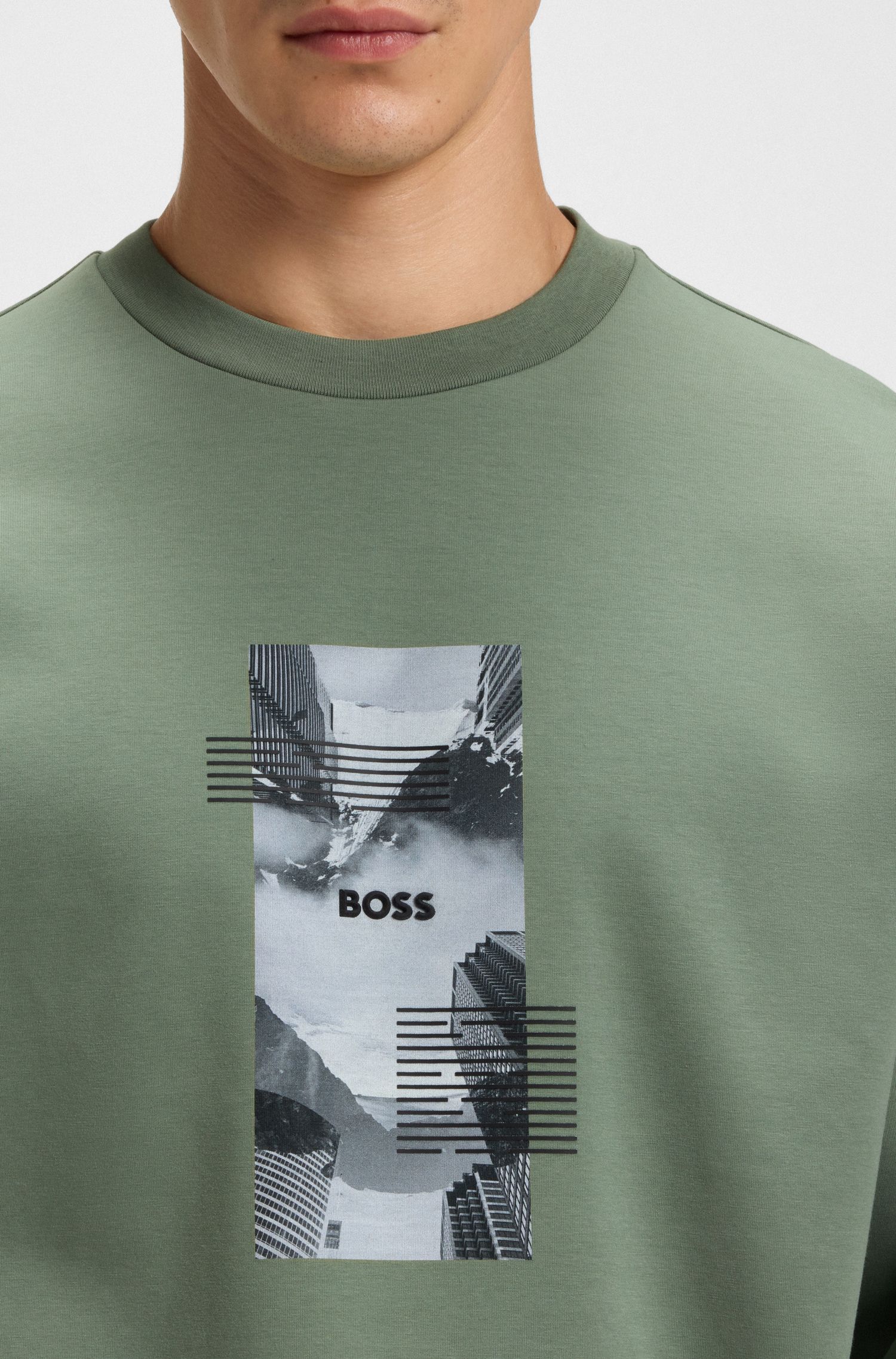 【BOSS博斯】照片印花棉质混纺宽大版型运动衫