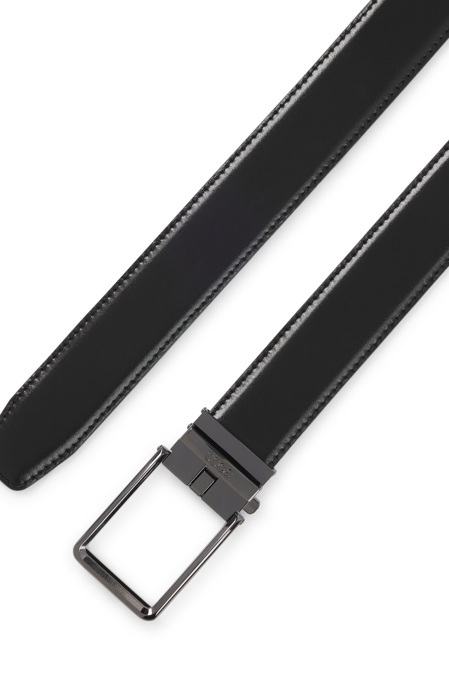 【BOSS博斯】徽标装饰扣环意大利皮革自动腰带