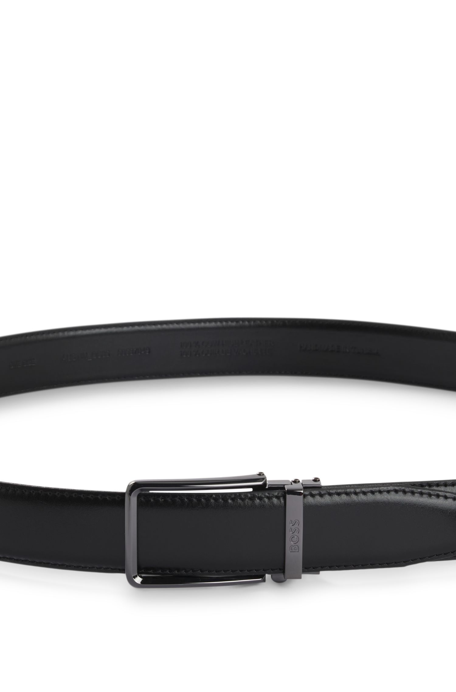 【BOSS博斯】徽标装饰扣环意大利皮革自动腰带