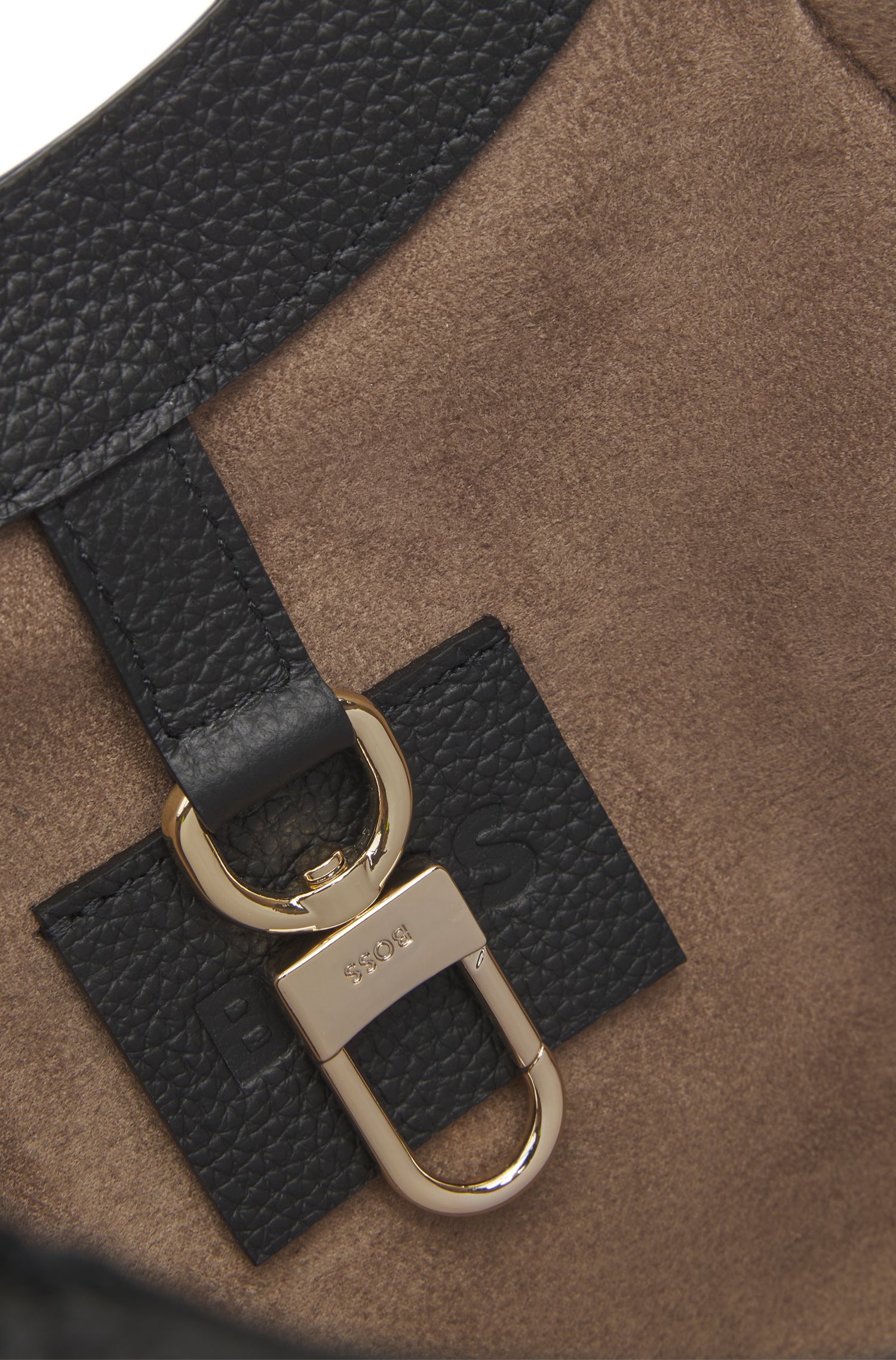 【BOSS博斯】徽标字母装饰粒面皮革托特包