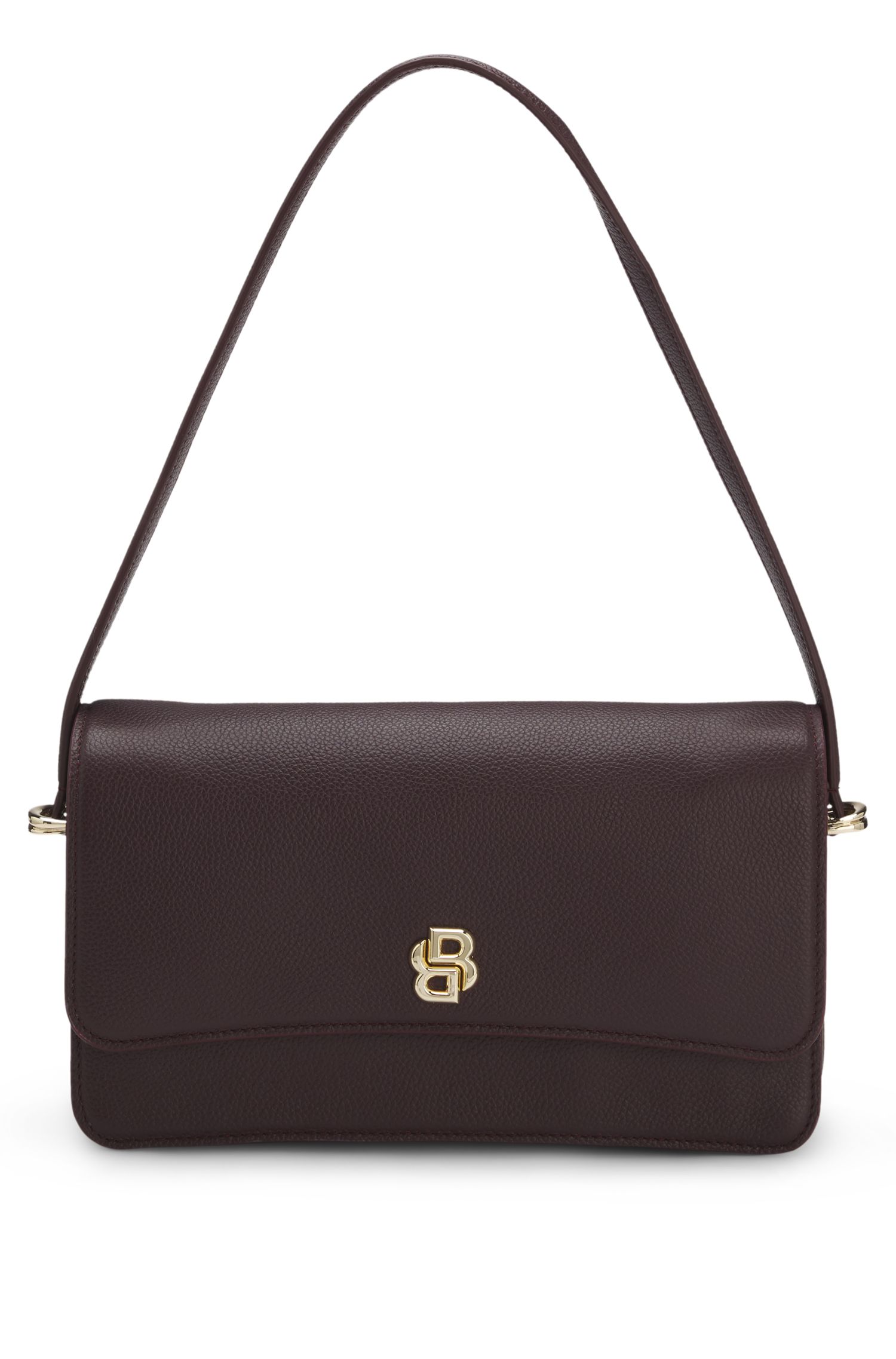 【BOSS博斯】双 B 交织字母皮革单肩包