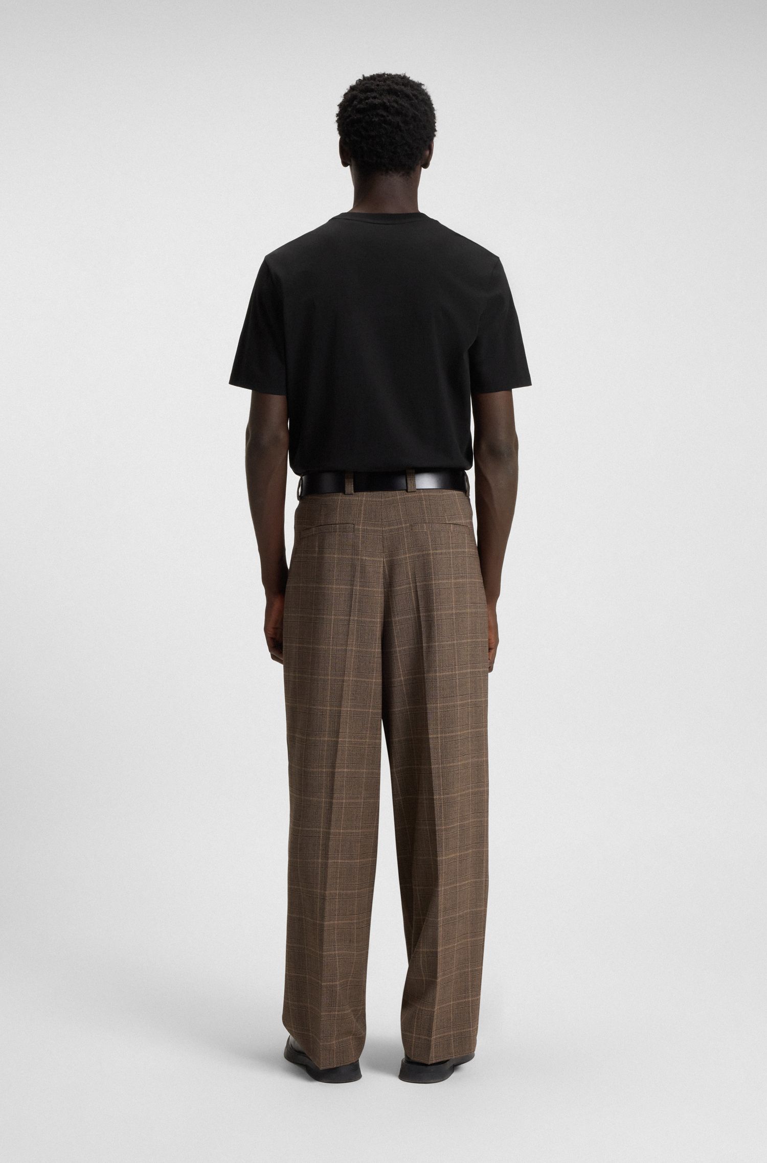 【HUGO雨果】徽标刺绣图案的棉质平纹针织 T 恤