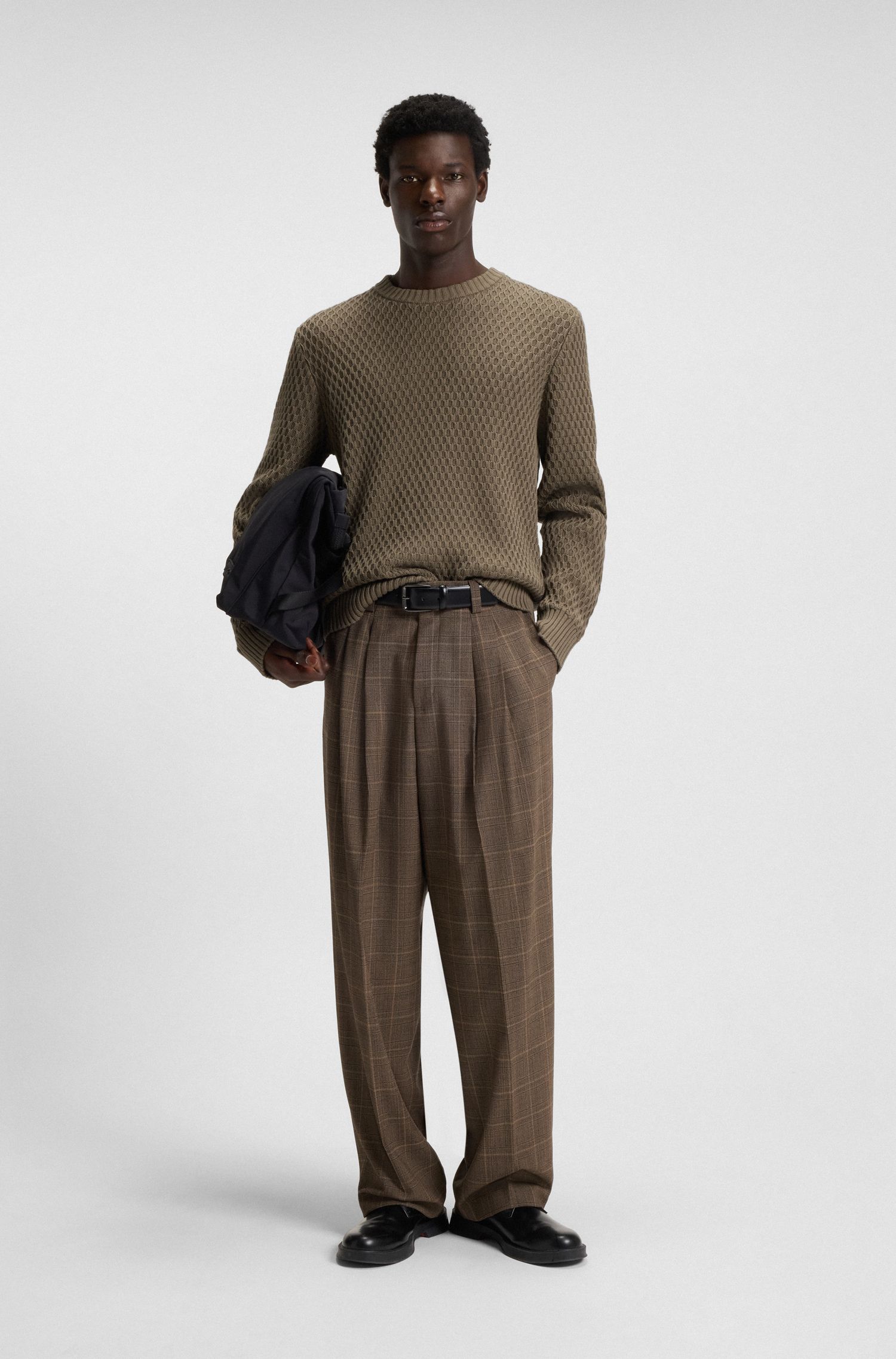 【HUGO雨果】立体针织结构棉质毛衣