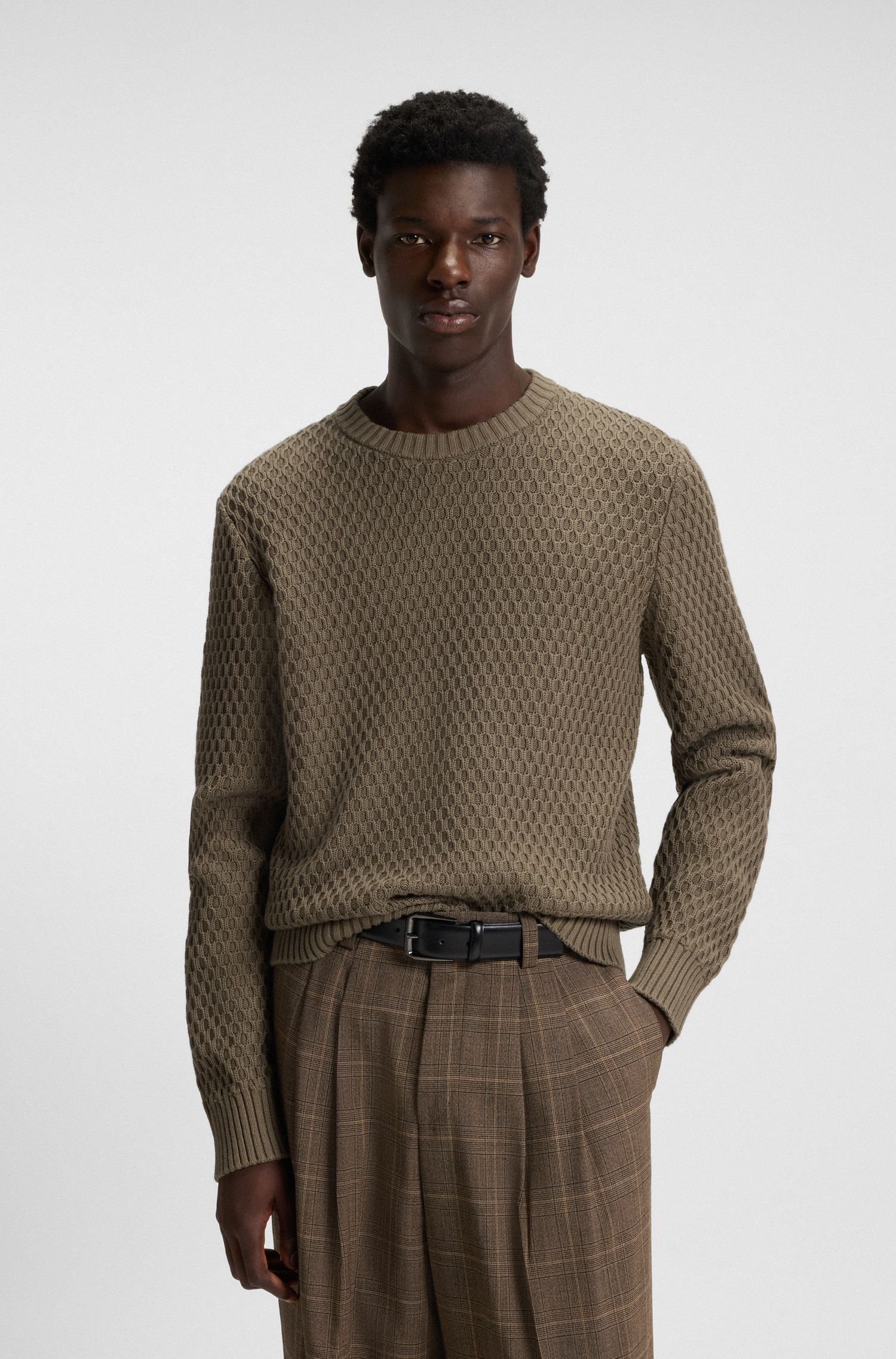 【HUGO雨果】立体针织结构棉质毛衣