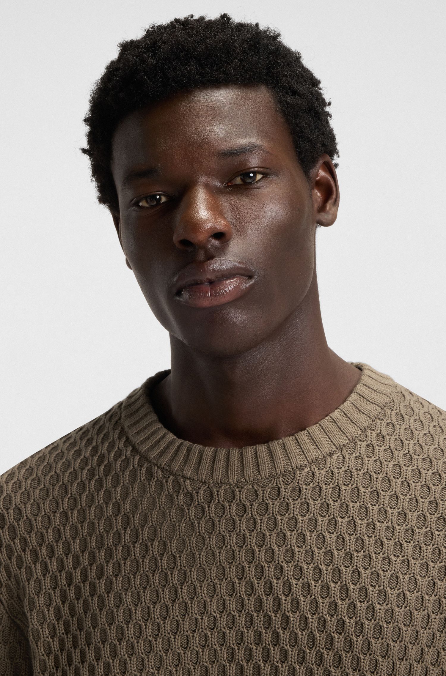 【HUGO雨果】立体针织结构棉质毛衣