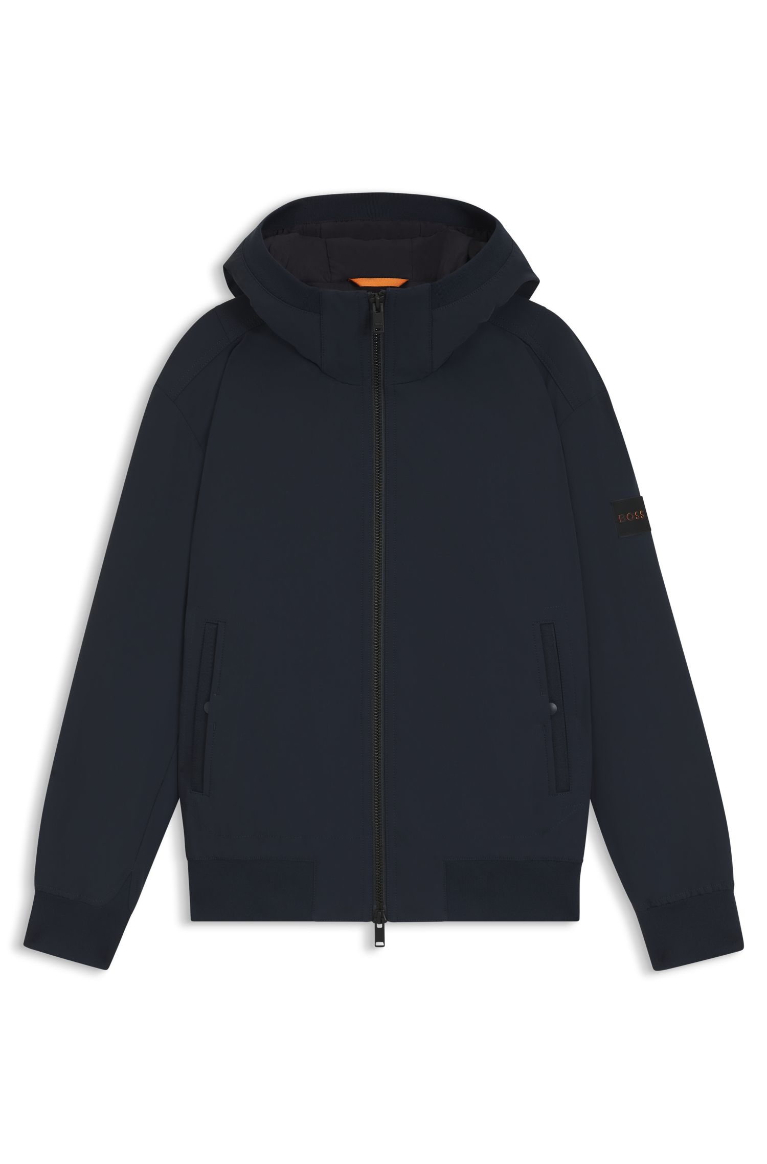 【BOSS博斯】人字纹饰边连帽羽绒夹克