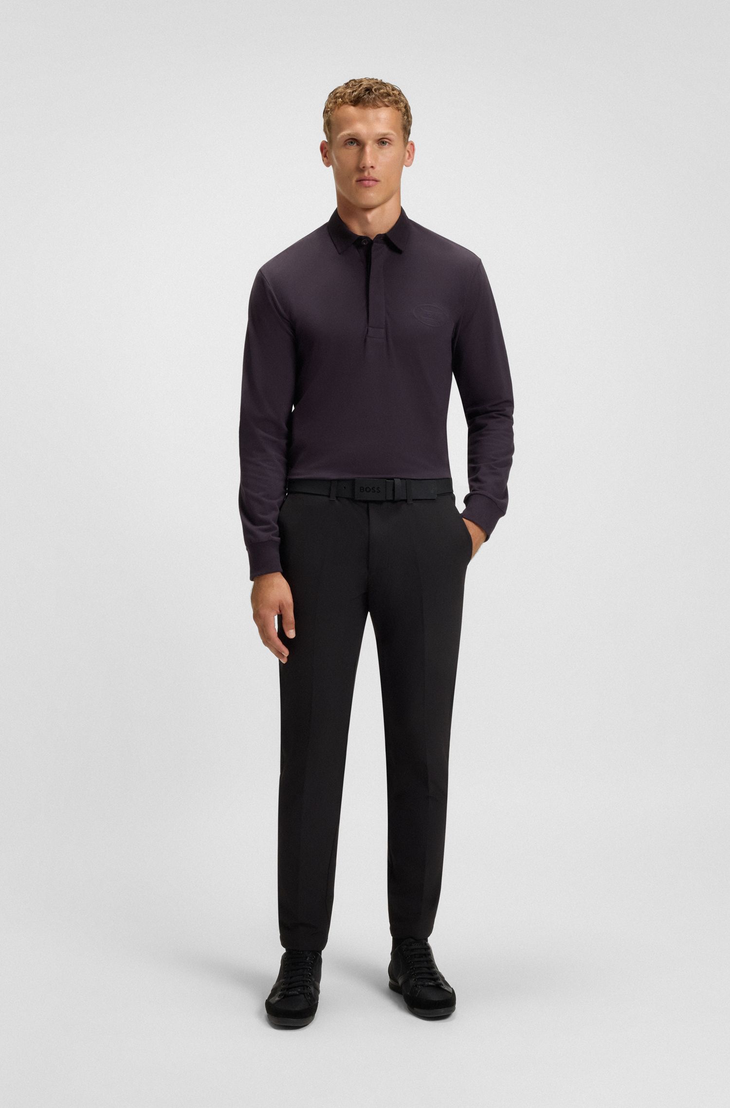 【BOSS博斯】徽标艺术图案弹力棉质 Polo 衫