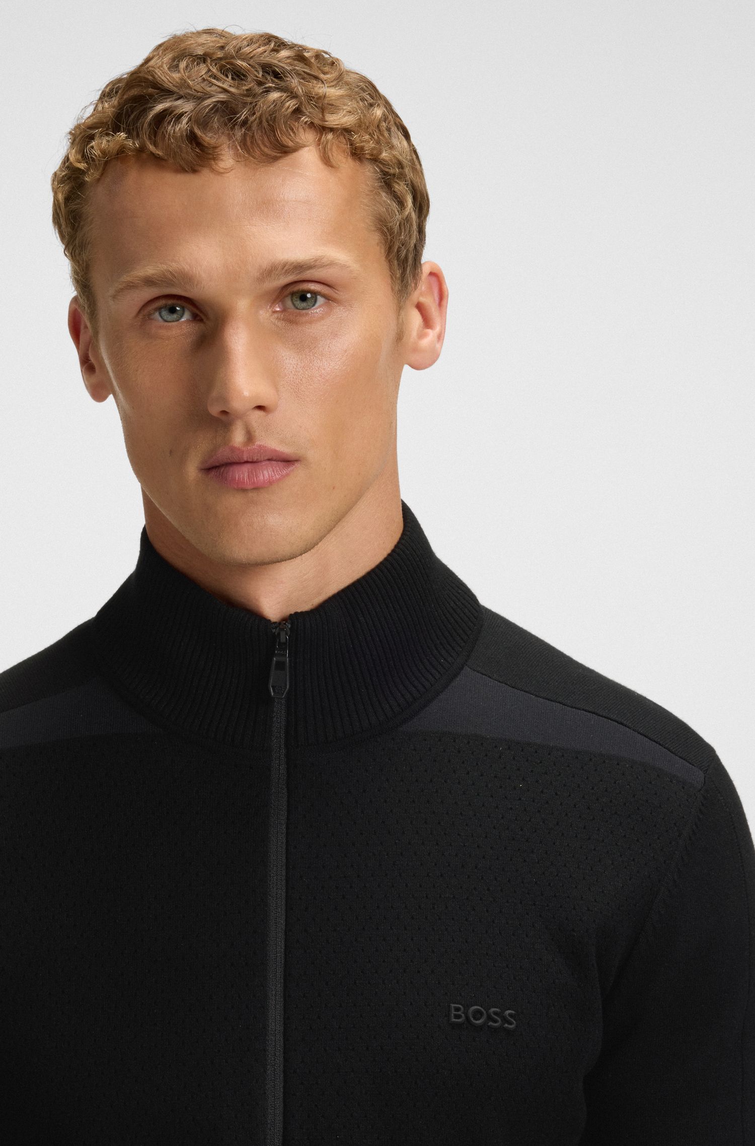 【BOSS博斯】正面纹理弹力面料针织开衫