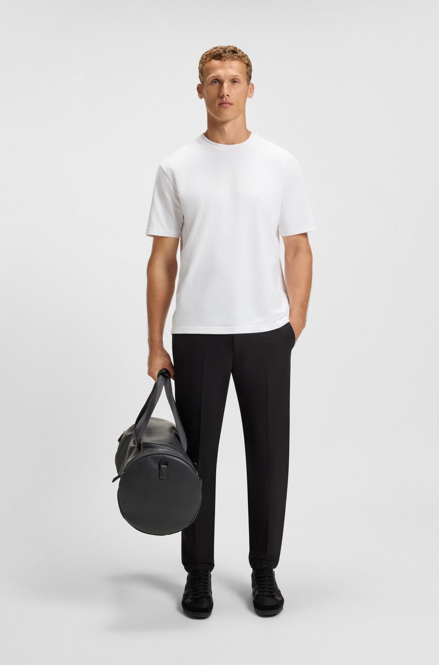 【BOSS博斯】同色系徽标艺术图案弹力棉 T 恤