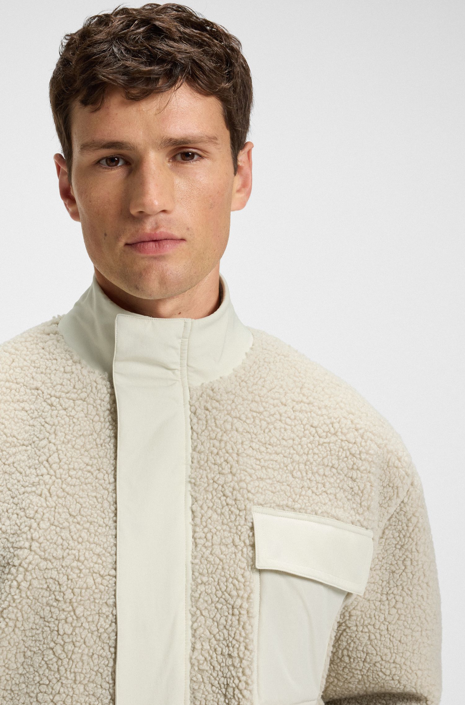 【BOSS博斯】毛绒平纹针织面料拉链运动衫