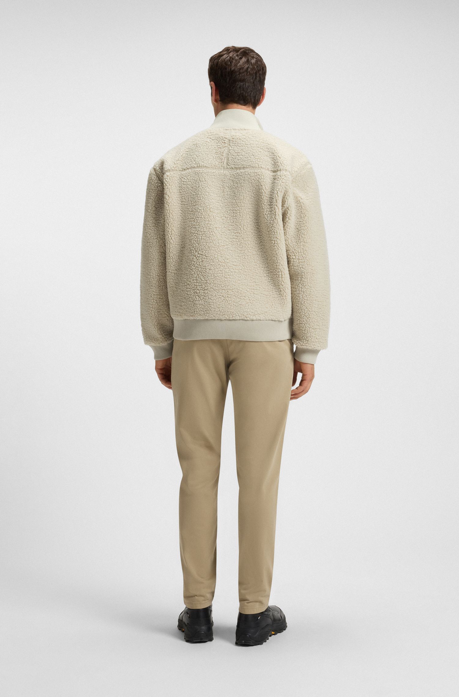 【BOSS博斯】毛绒平纹针织面料拉链运动衫