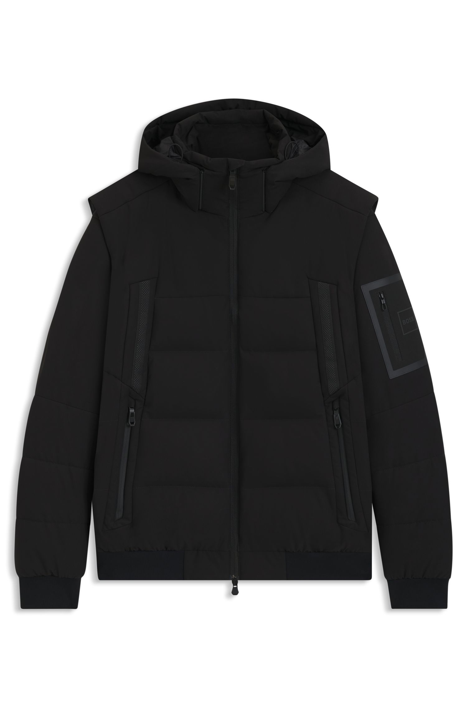 【BOSS博斯】可拆卸衣袖和风帽羽绒填充飞行员夹克