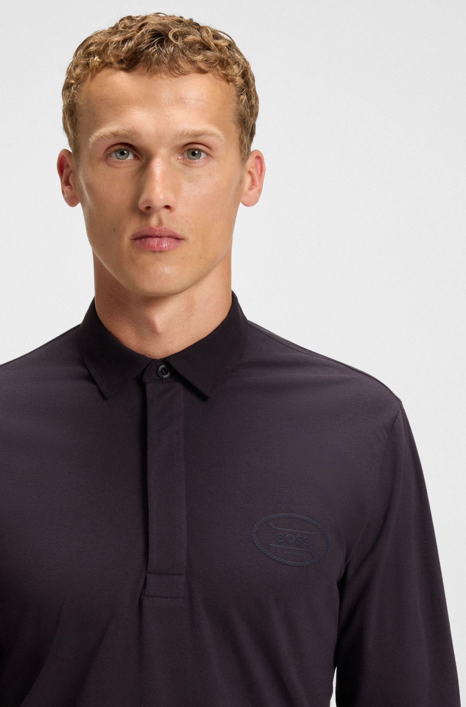 【BOSS博斯】徽标艺术图案弹力棉质 Polo 衫