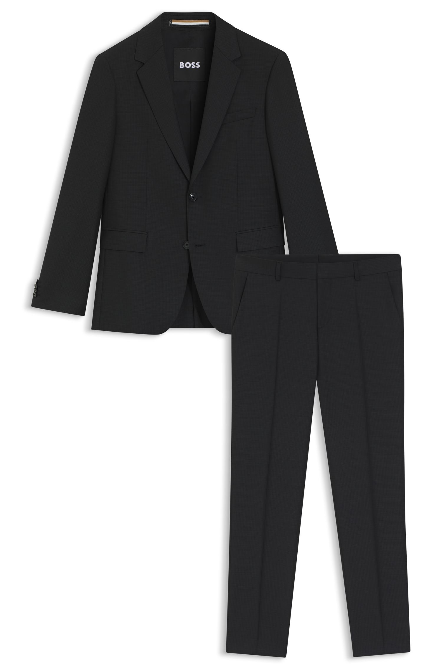 【BOSS博斯】图案装饰羊毛两件套修身西装