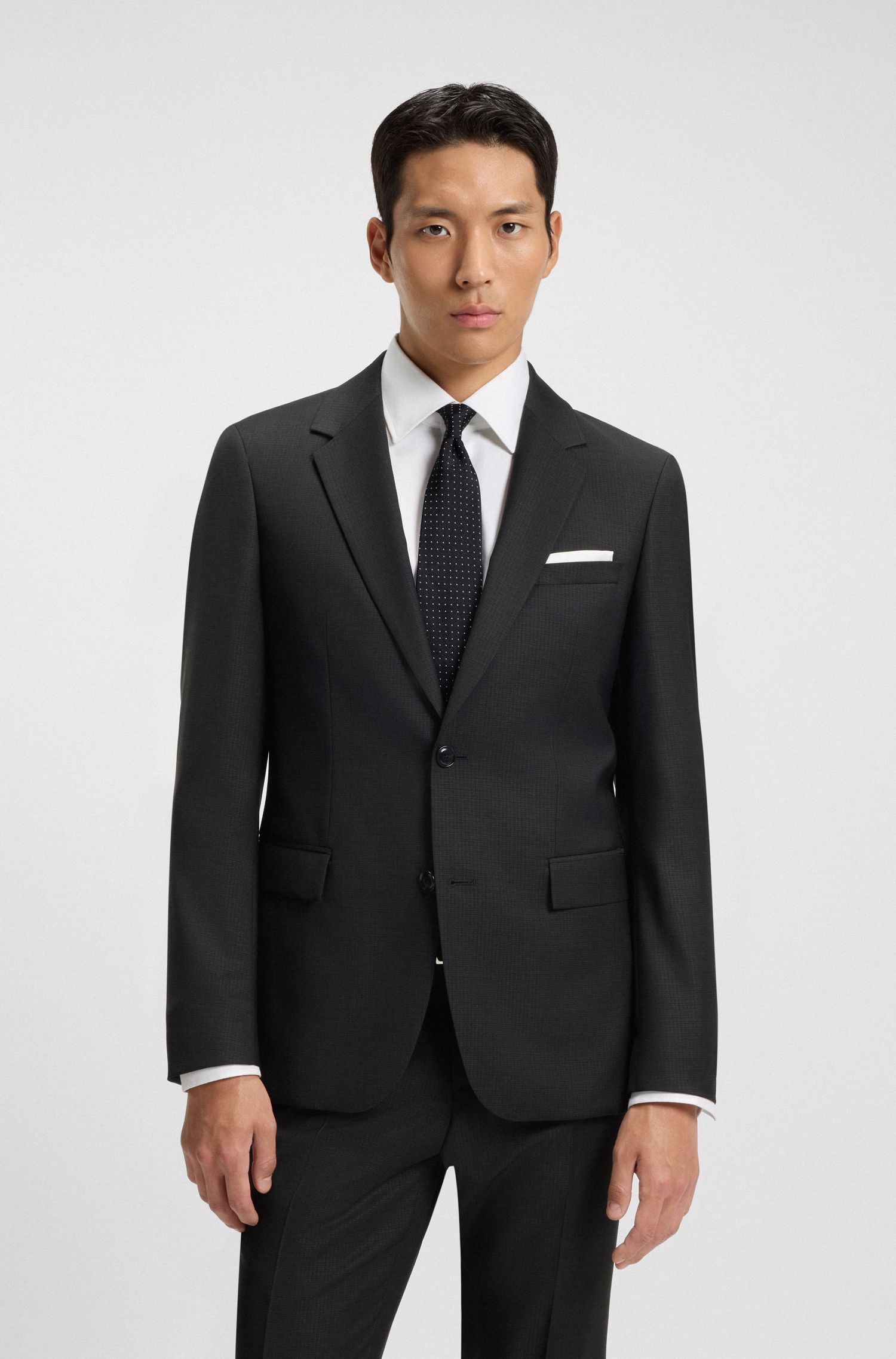 【BOSS博斯】图案装饰羊毛两件套修身西装