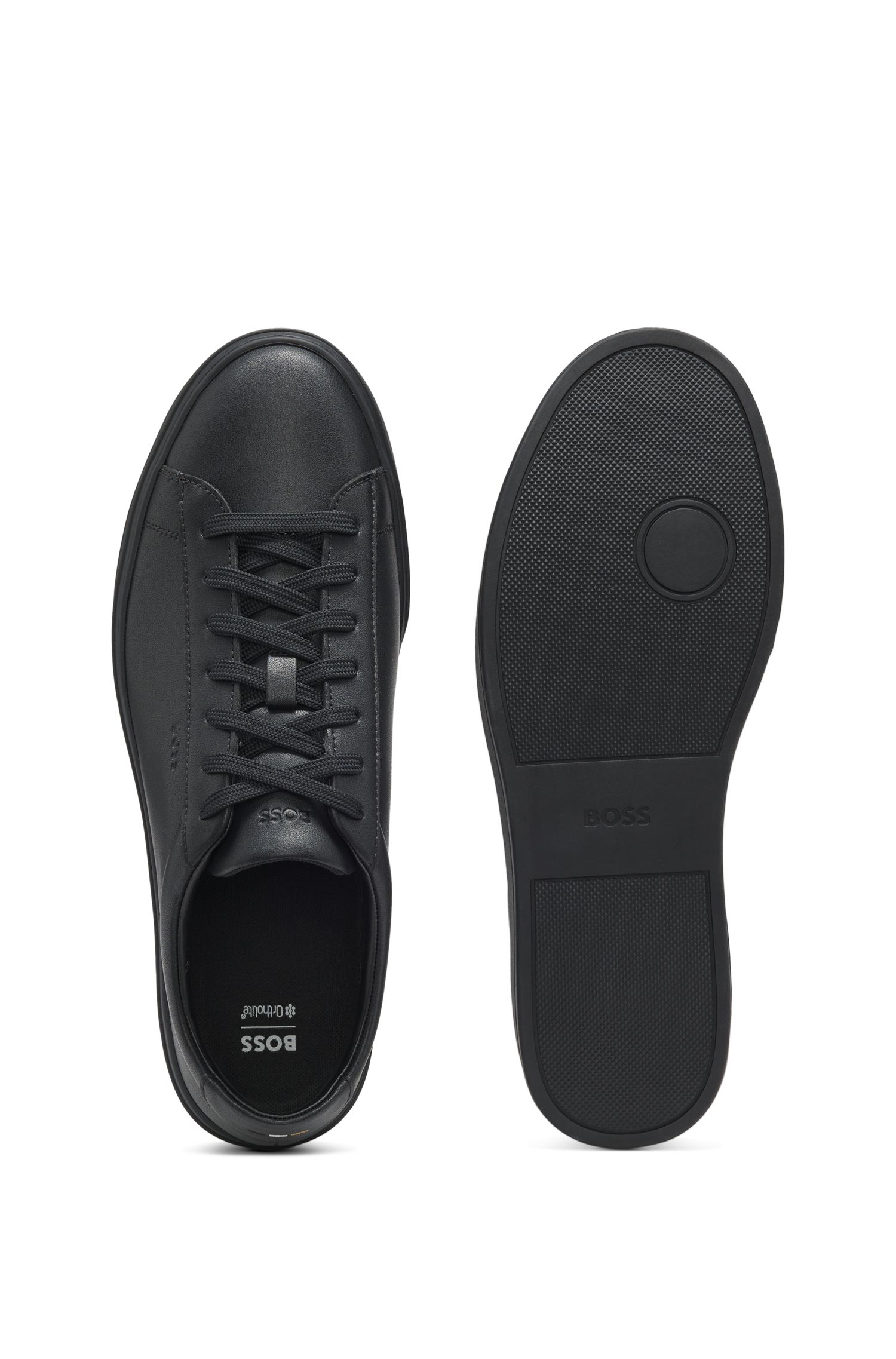 【BOSS博斯】压纹徽标涂层皮革杯底运动鞋