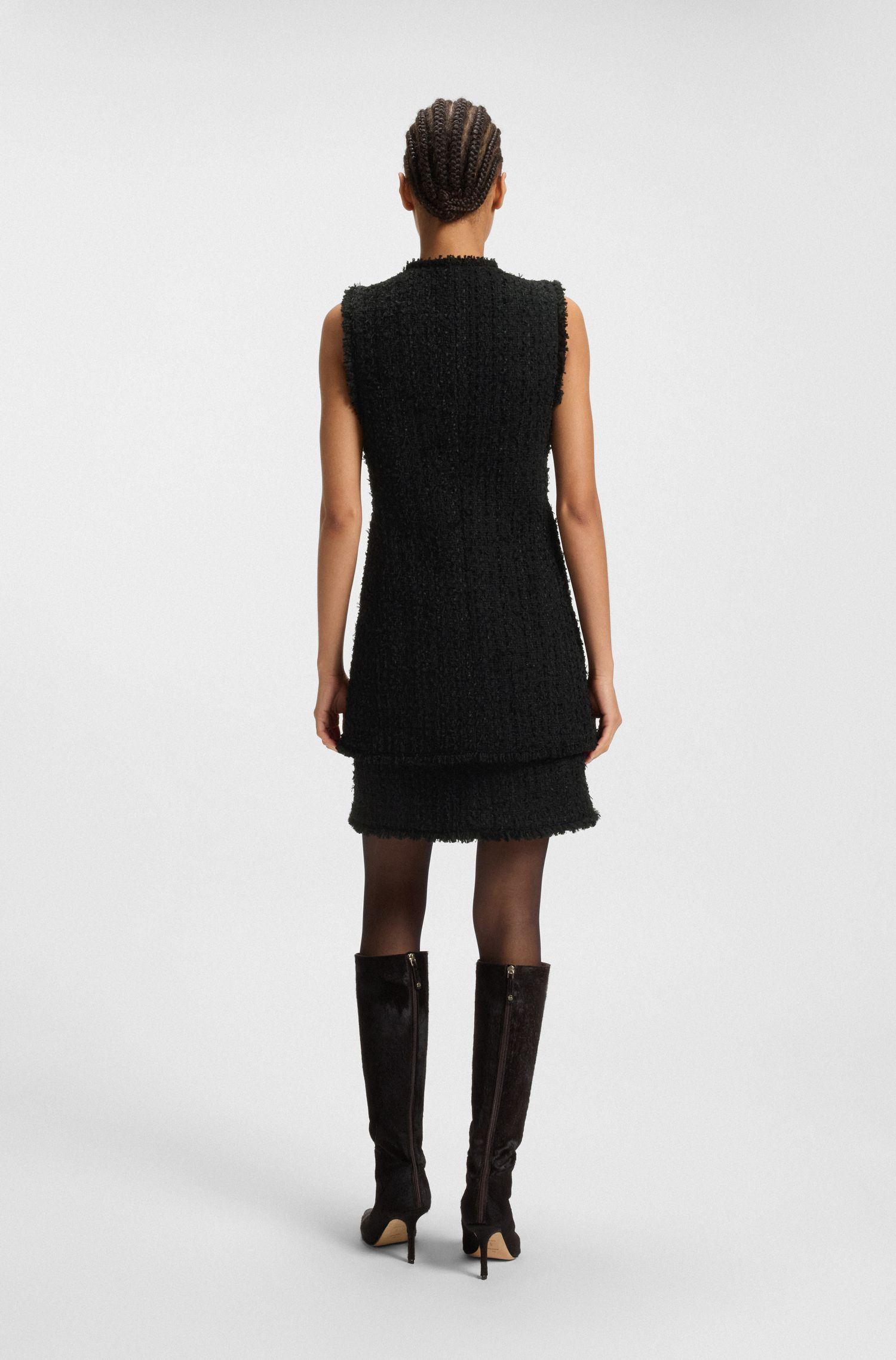 【BOSS博斯】天鹅绒花呢无袖常规版型西装外套