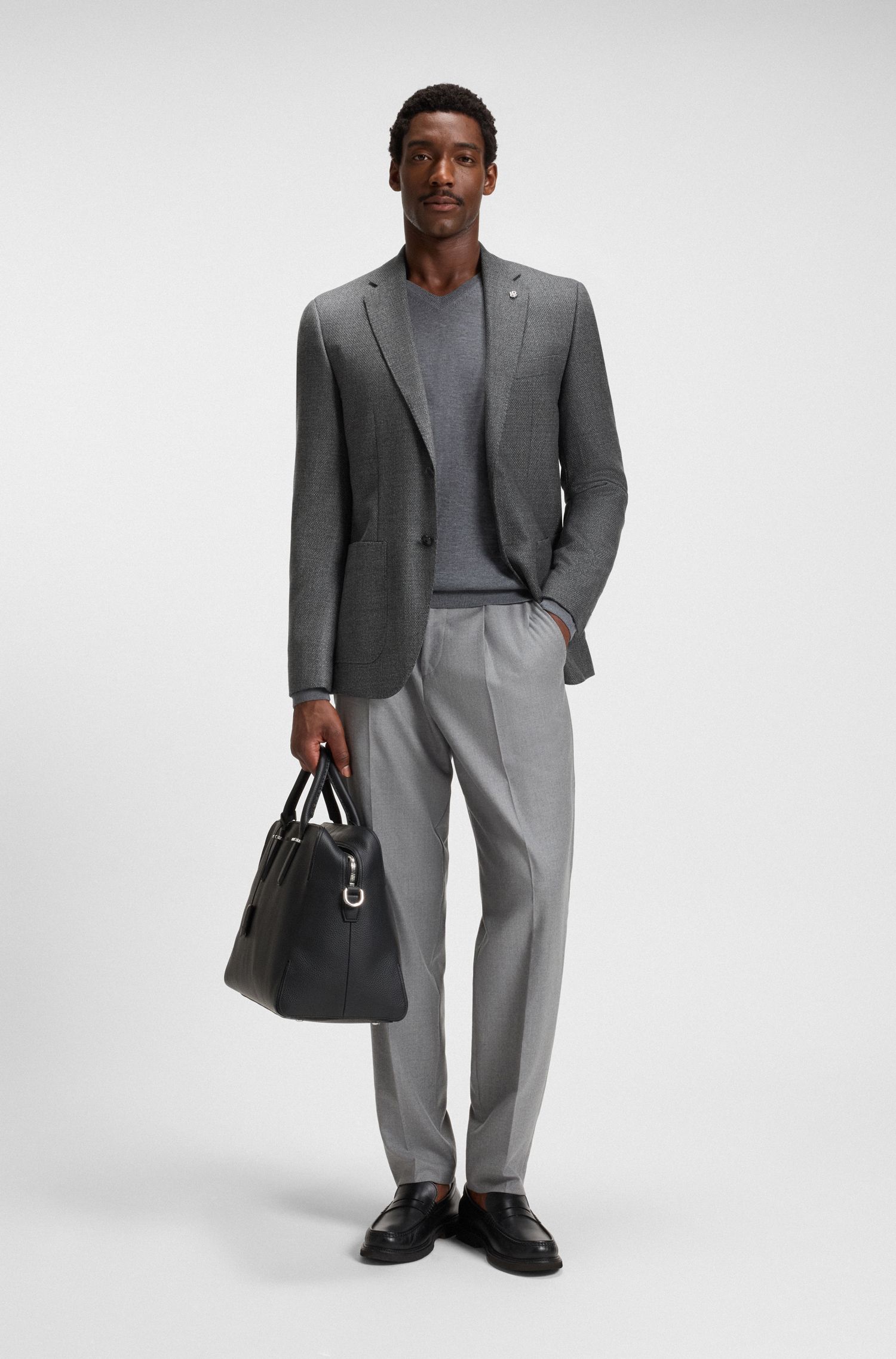 【BOSS博斯】图案装饰羊毛常规版型西装外套