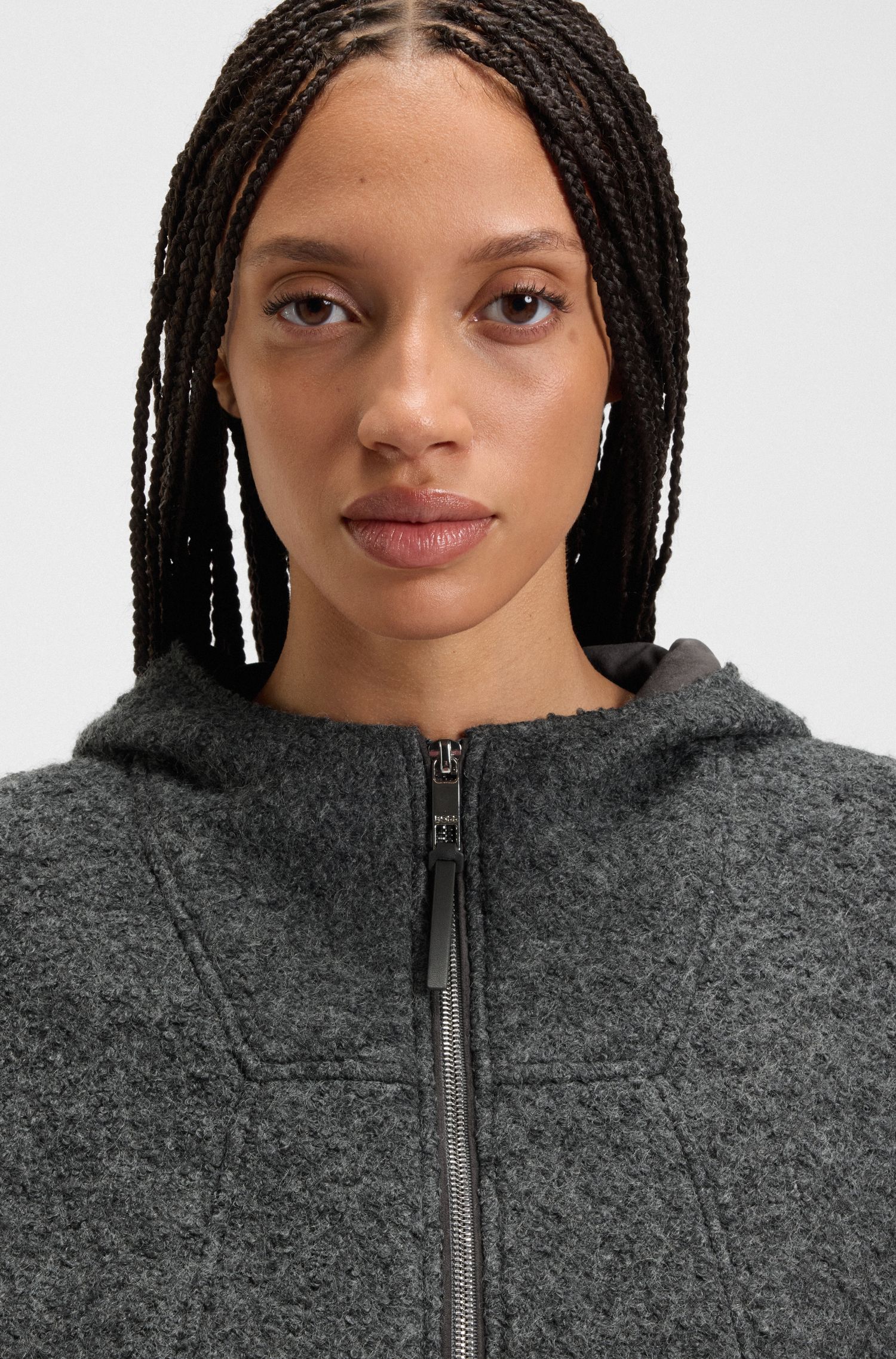 【BOSS博斯】夹棉衬里圈圈呢大衣