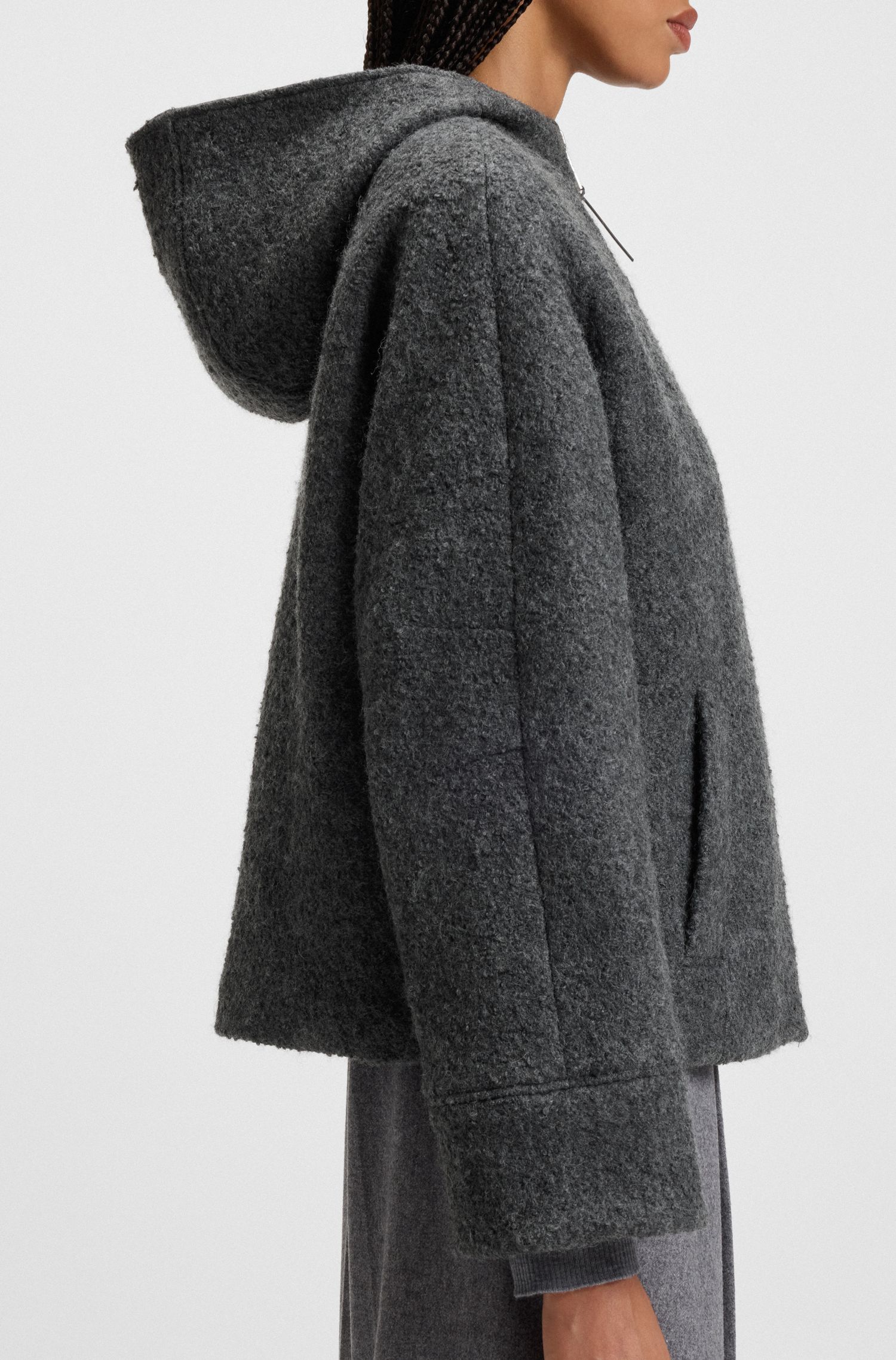 【BOSS博斯】夹棉衬里圈圈呢大衣