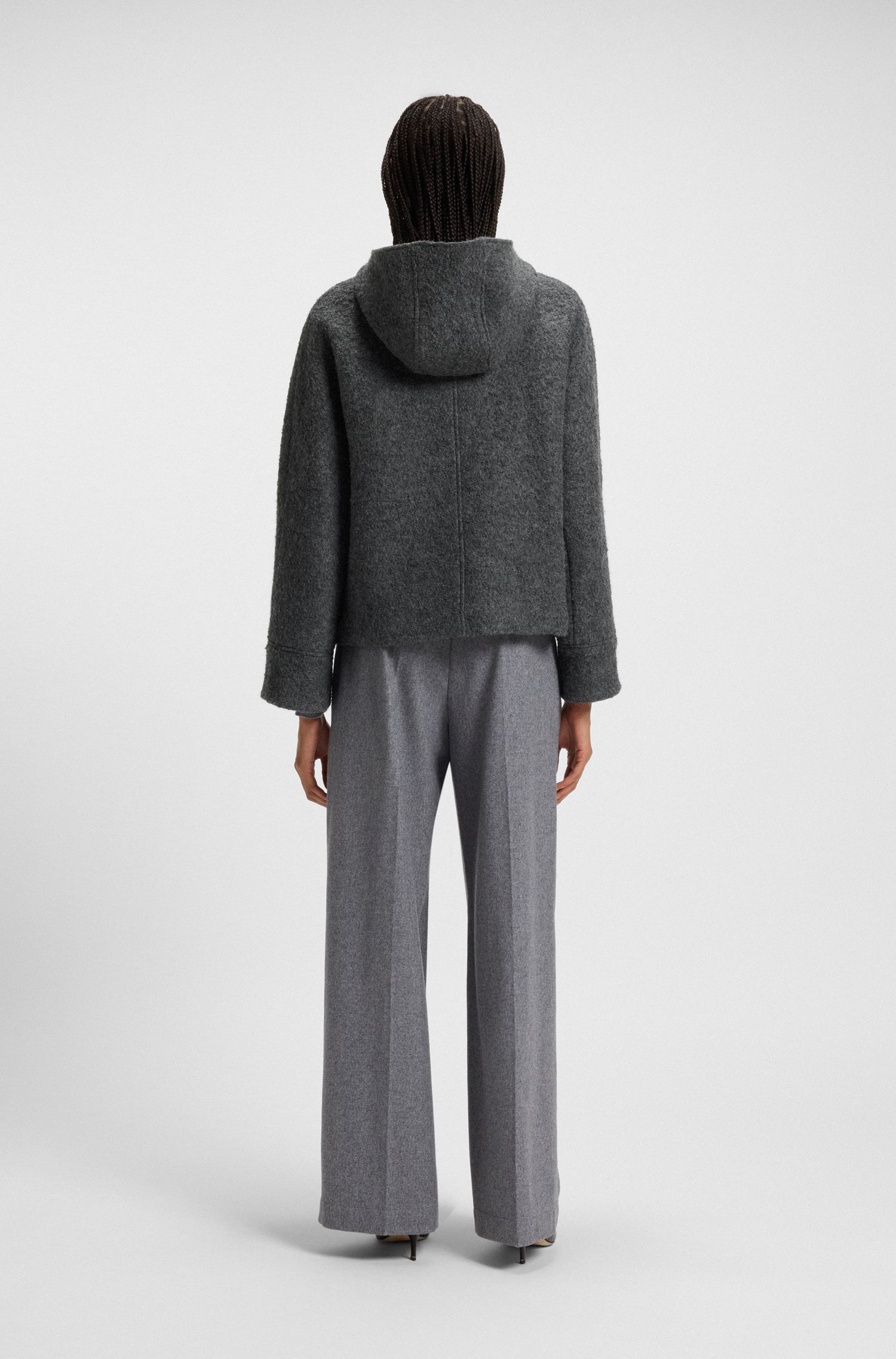 【BOSS博斯】夹棉衬里圈圈呢大衣