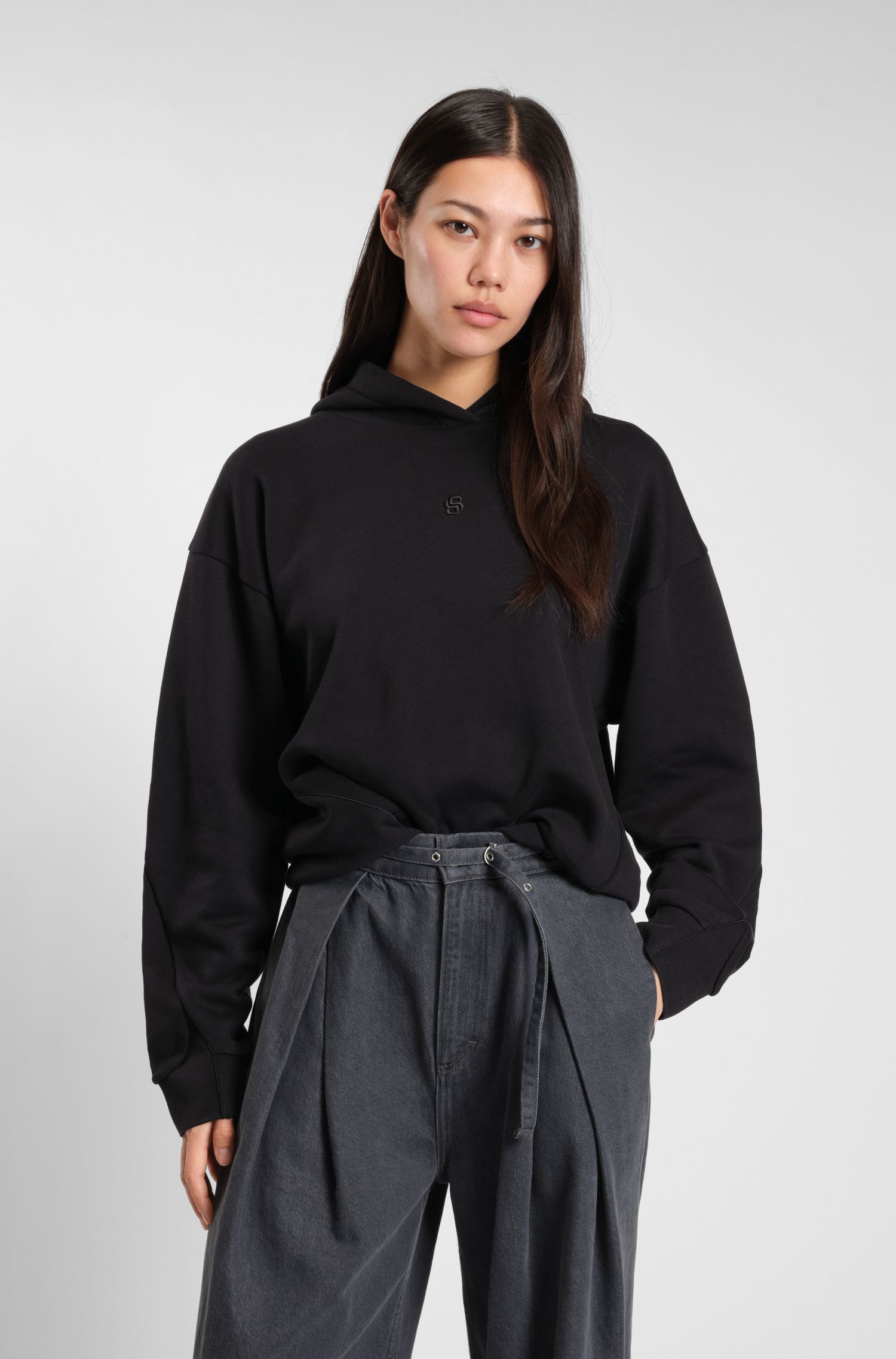 【BOSS博斯】双 B 交织字母棉质混纺连帽衫