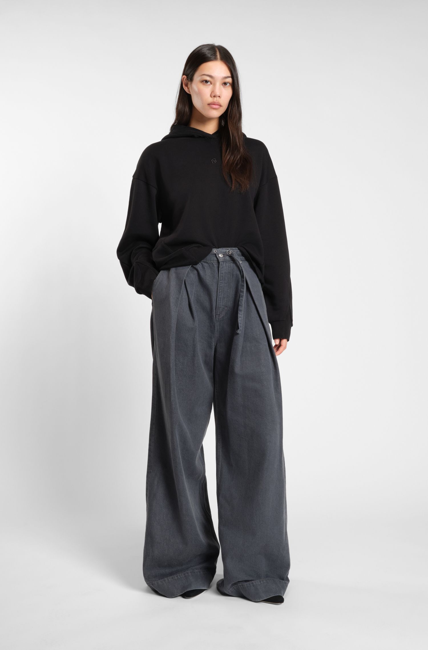 【BOSS博斯】双 B 交织字母棉质混纺连帽衫