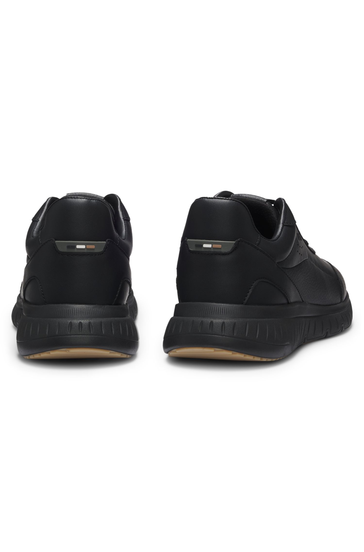 【BOSS博斯】粒面和纯色皮革运动鞋