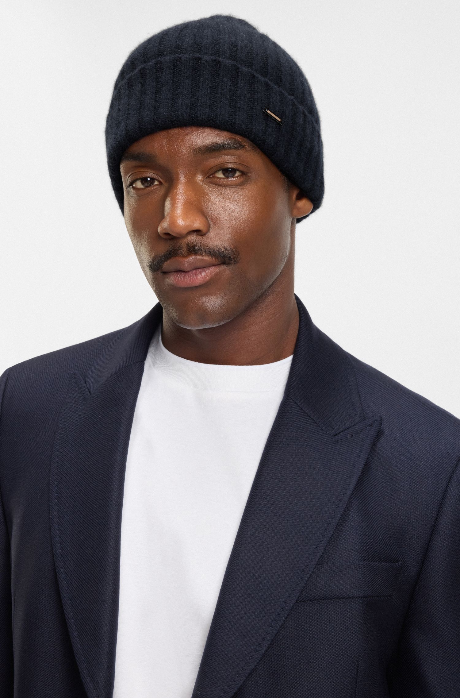 【BOSS博斯】羊绒罗纹毛线帽