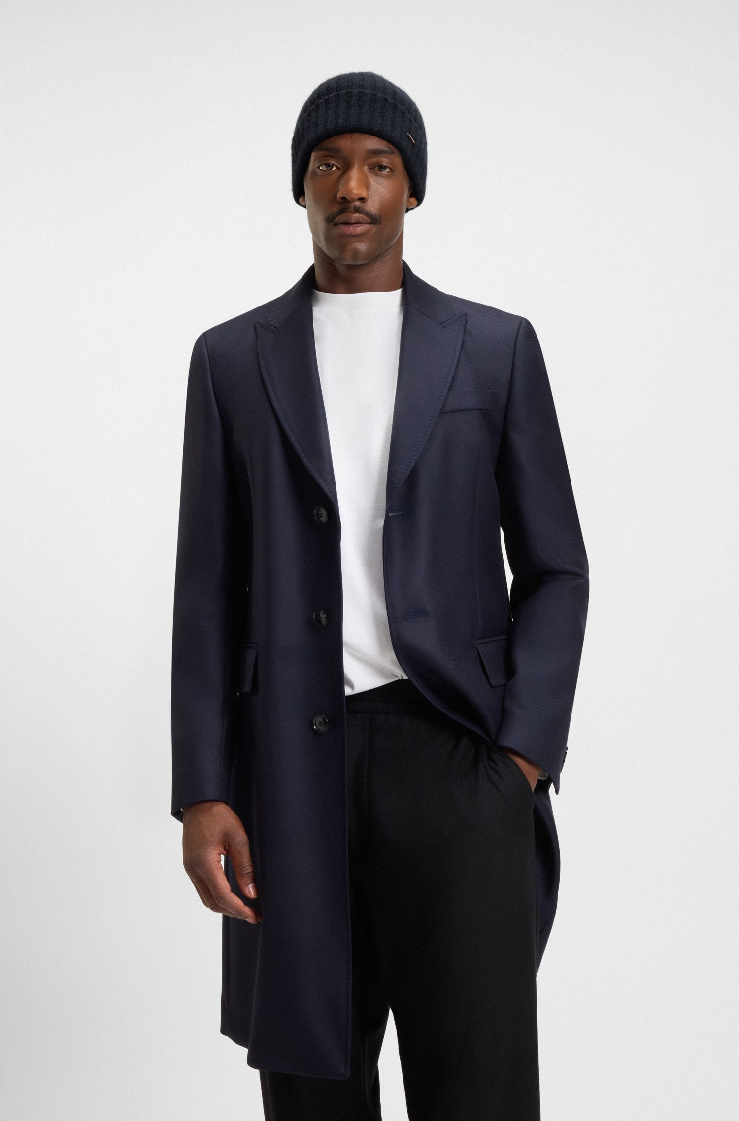 【BOSS博斯】羊绒罗纹毛线帽