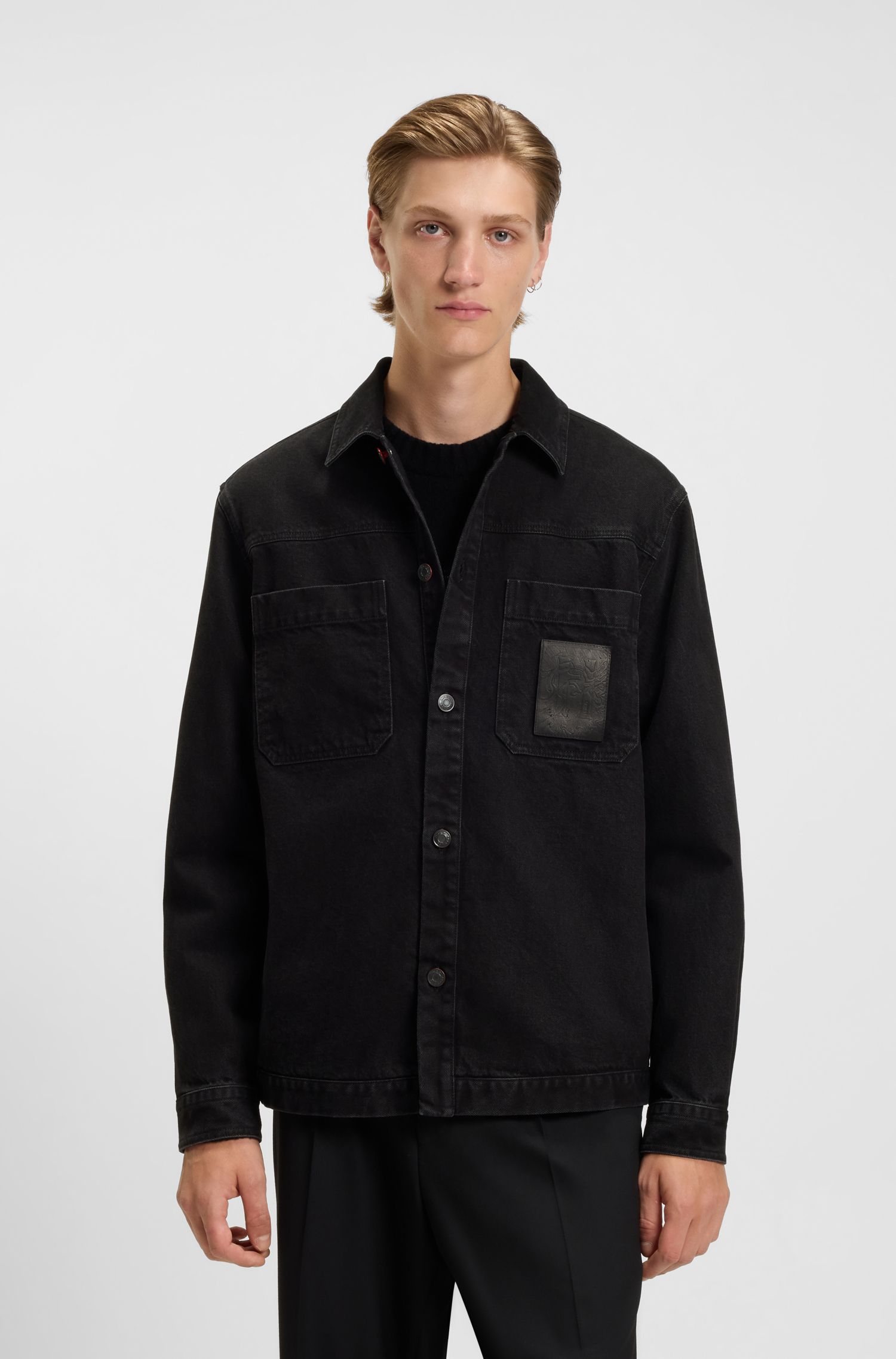 【HUGO雨果】棉质牛仔宽松版型衬衫