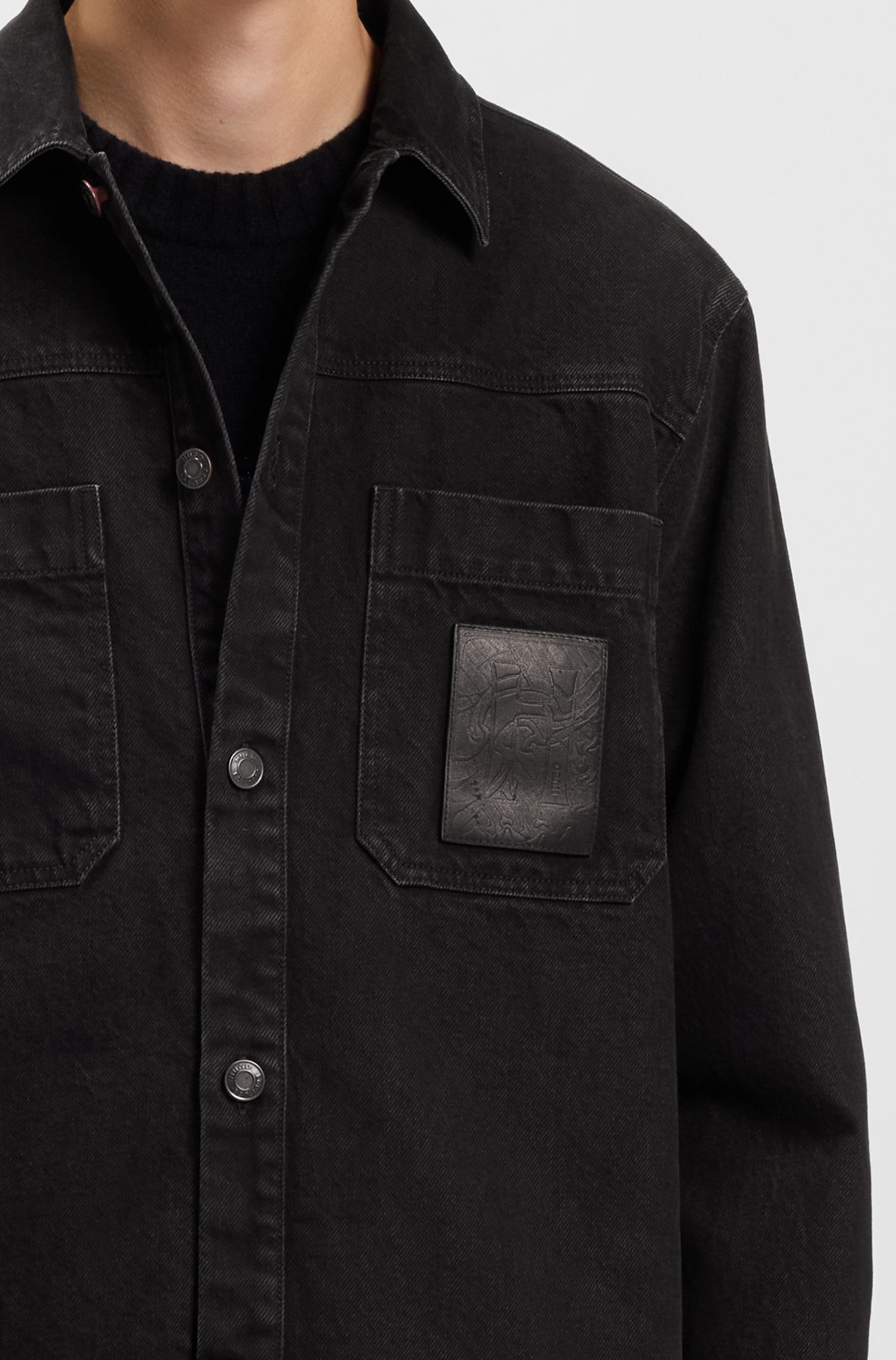 【HUGO雨果】棉质牛仔宽松版型衬衫