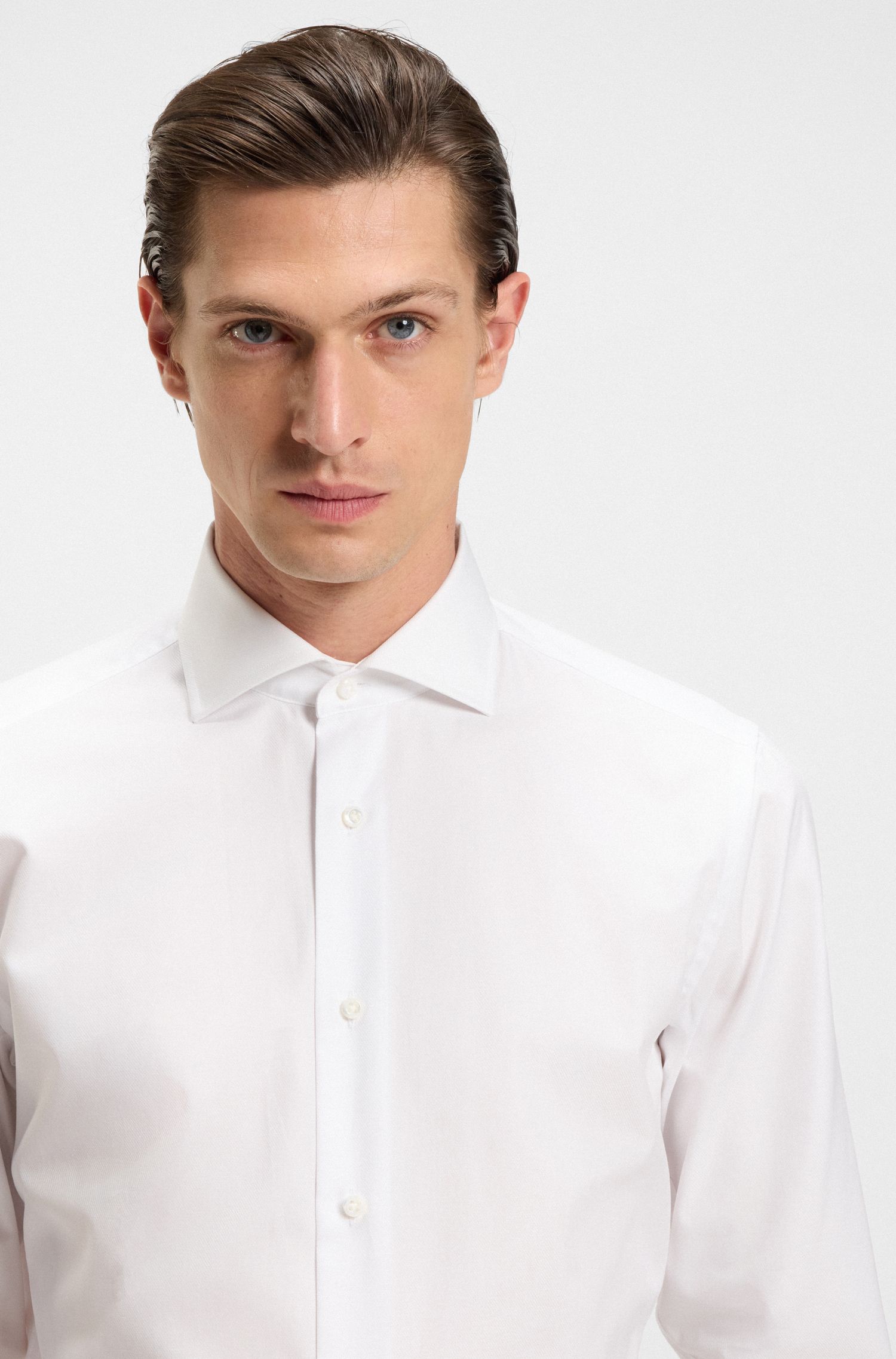 【BOSS博斯】结构图案意大利棉易熨烫修身衬衫