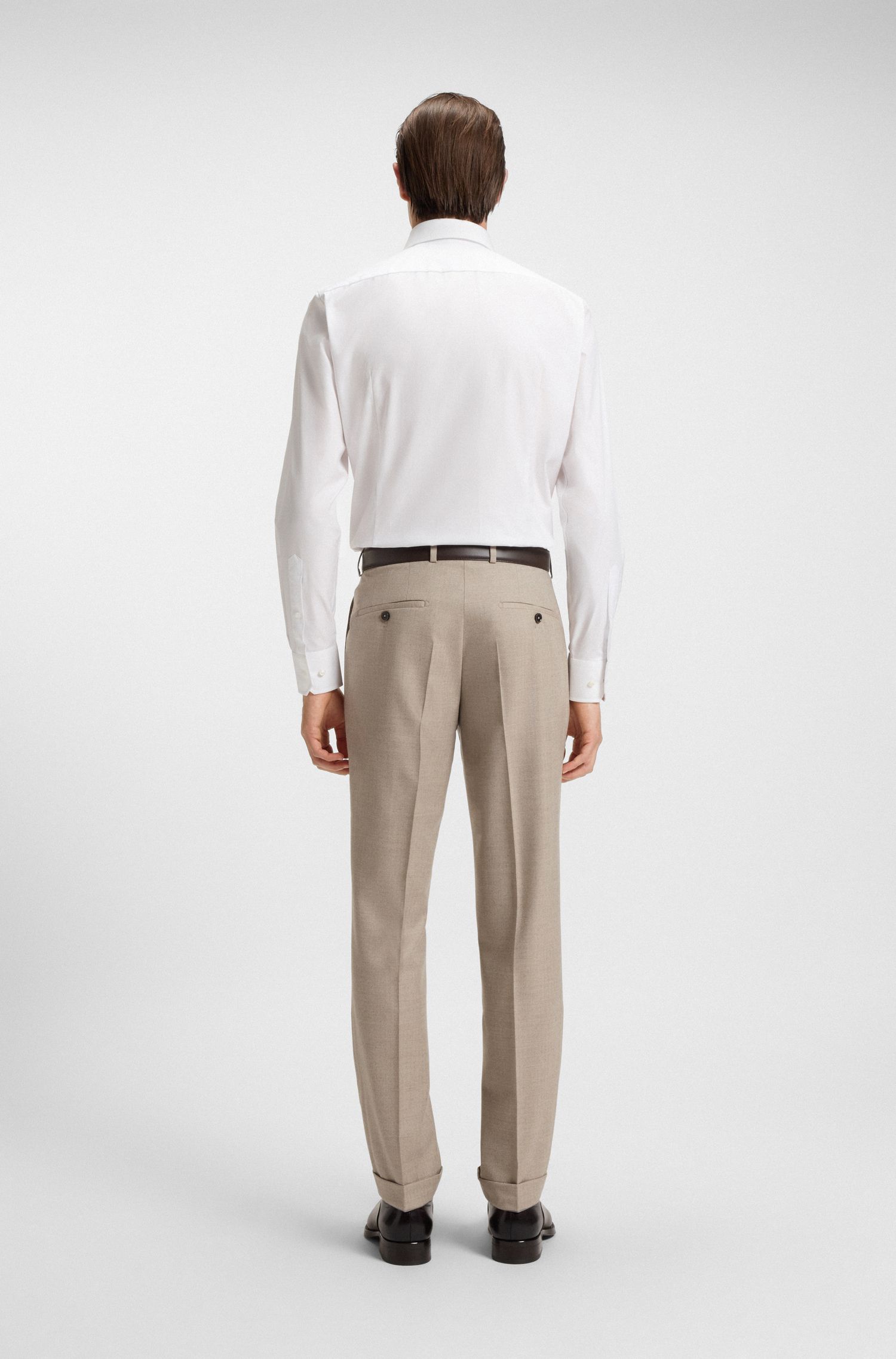 【BOSS博斯】结构图案意大利棉易熨烫修身衬衫