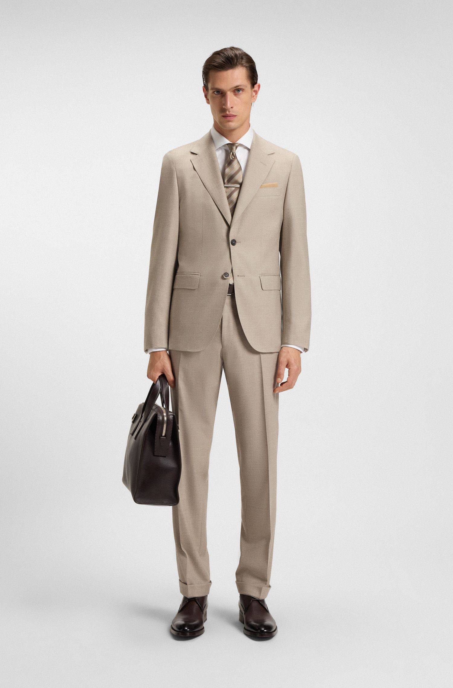 【BOSS博斯】结构图案意大利棉易熨烫修身衬衫