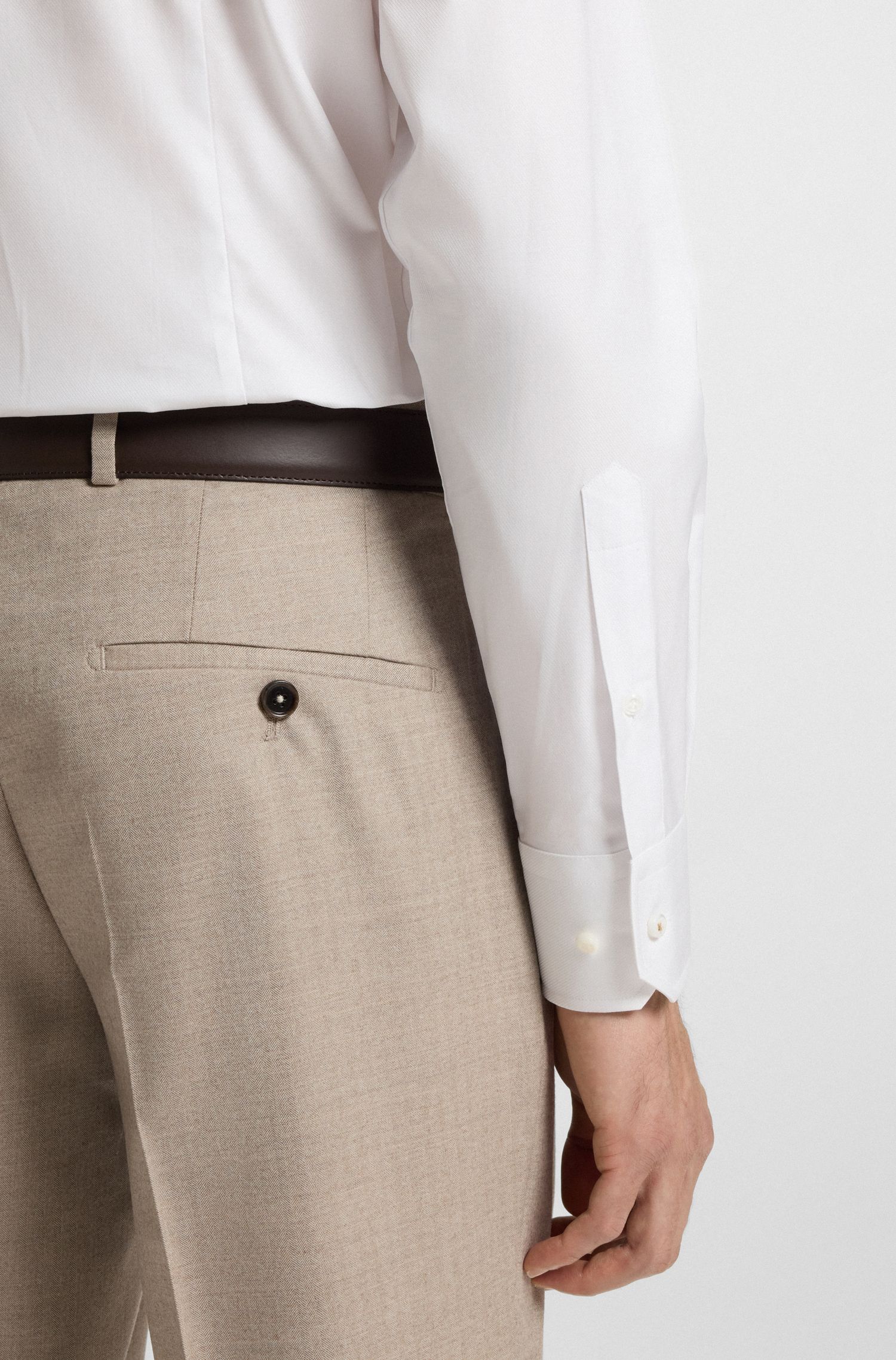 【BOSS博斯】结构图案意大利棉易熨烫修身衬衫