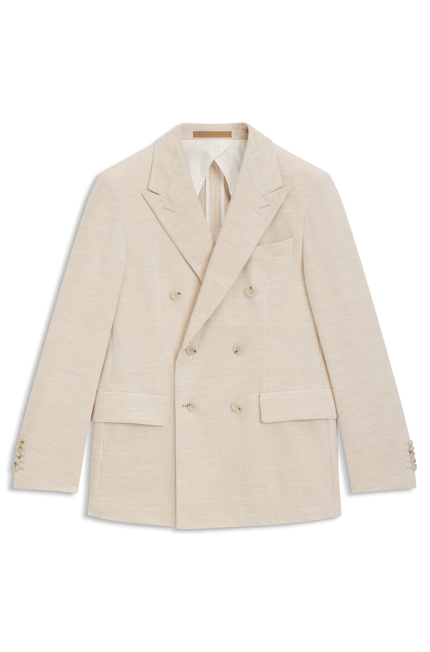 【BOSS博斯】羊驼毛棉质混纺灯芯绒修身西装外套