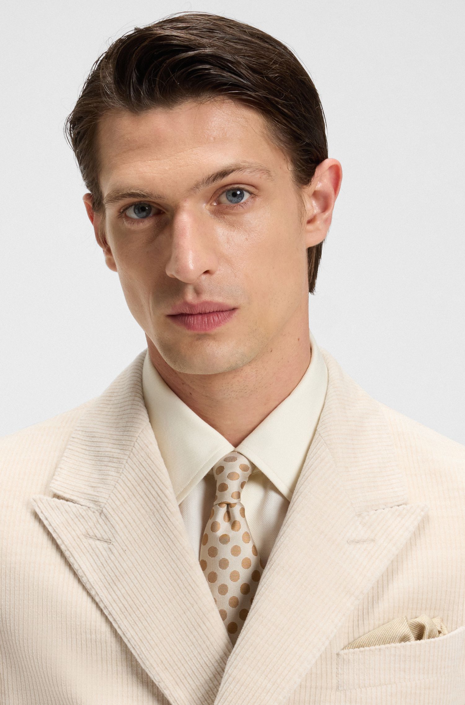 【BOSS博斯】羊驼毛棉质混纺灯芯绒修身西装外套