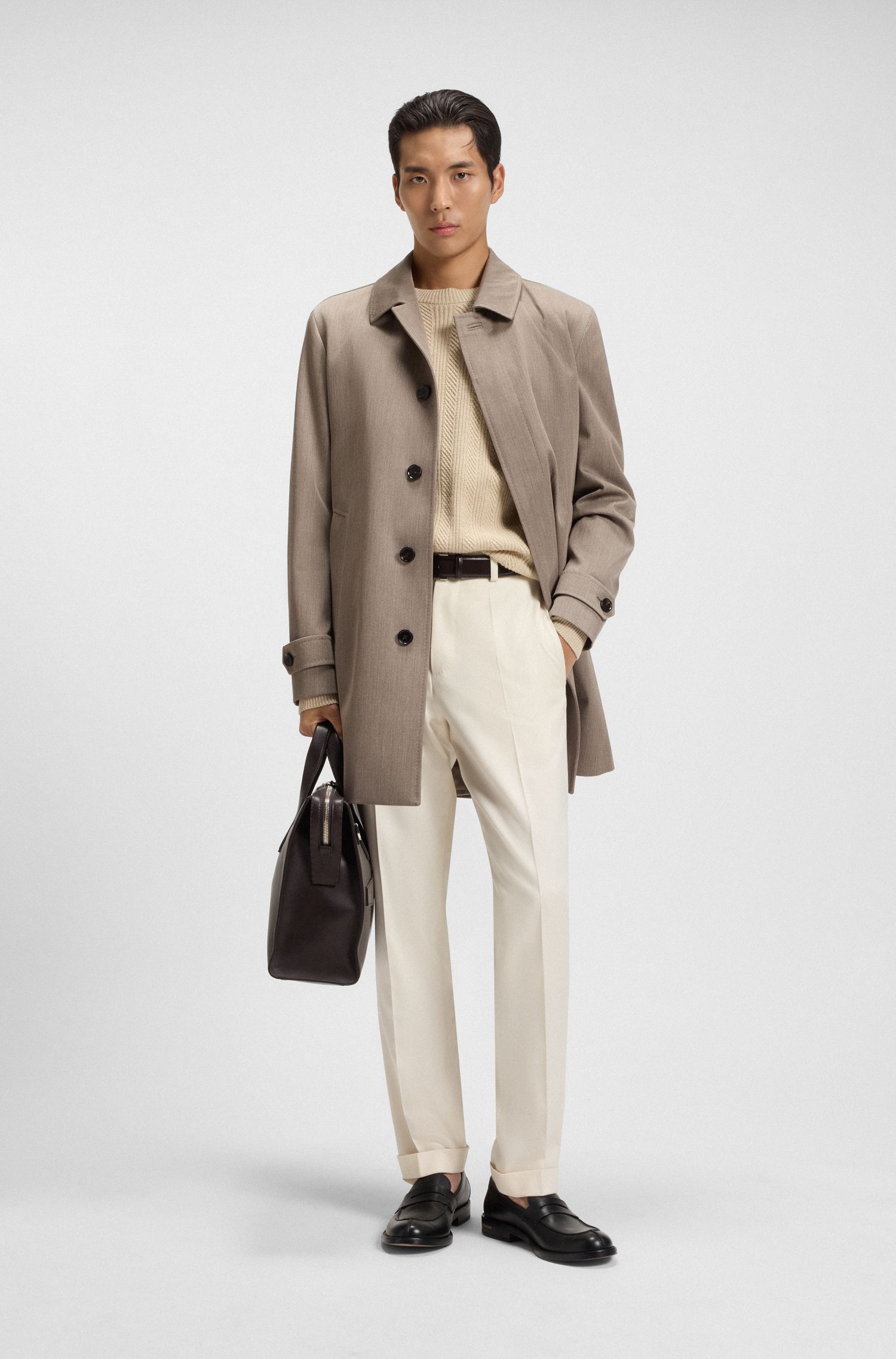 【BOSS博斯】羊毛和羊绒混纺针织毛衣