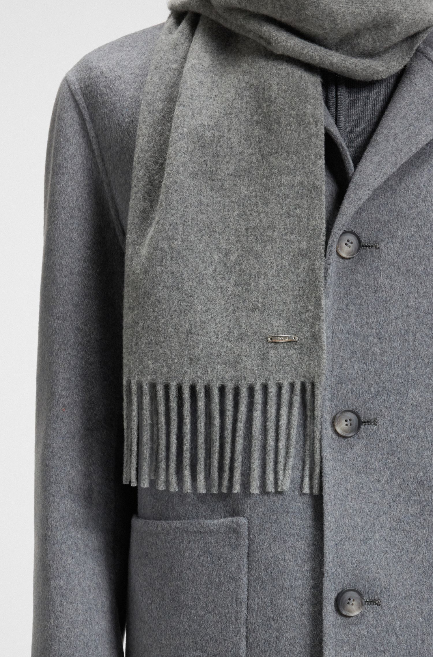 【BOSS博斯】扭结流苏羊绒围巾