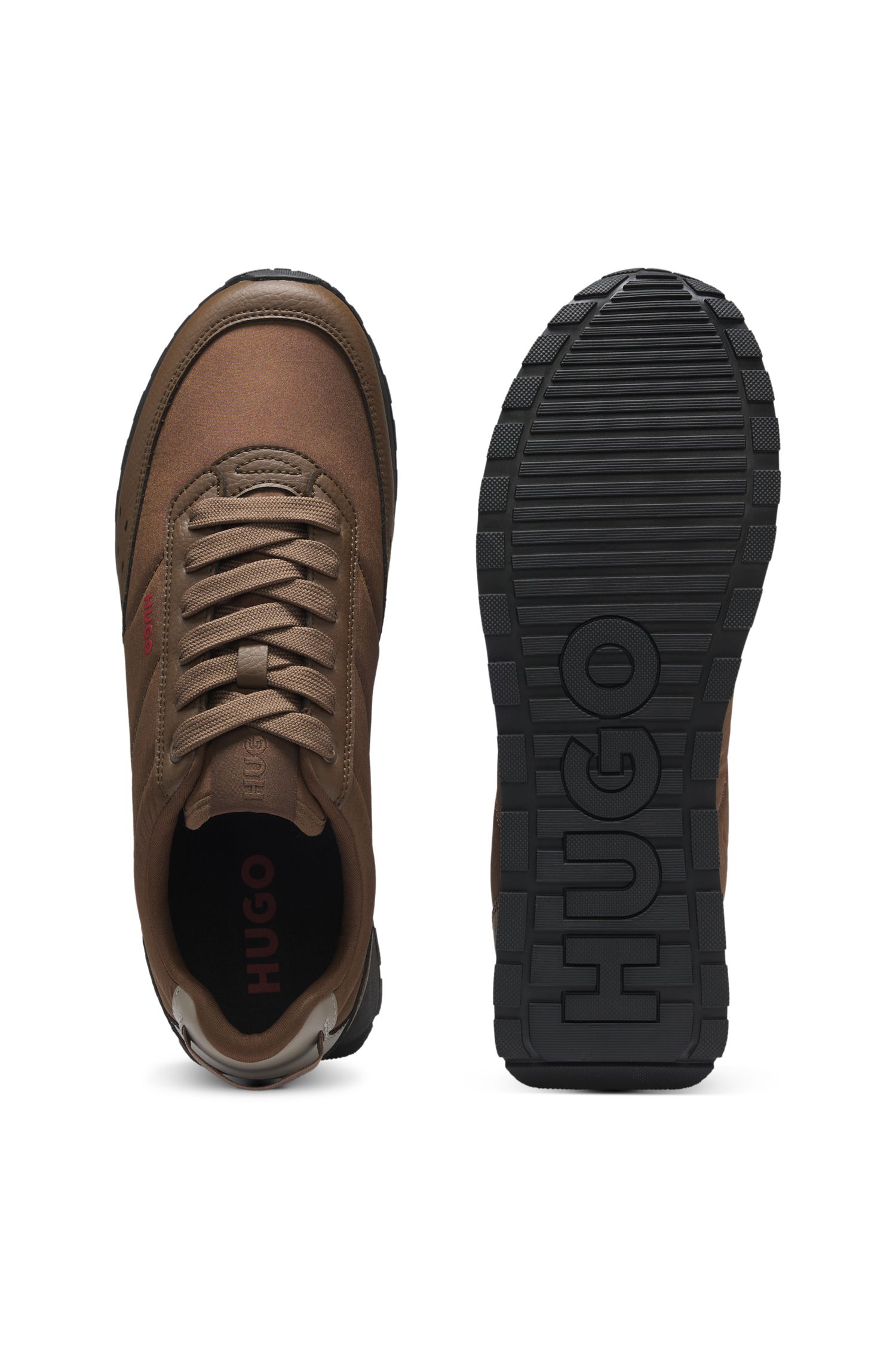 【HUGO雨果】仿皮饰边复古运动鞋