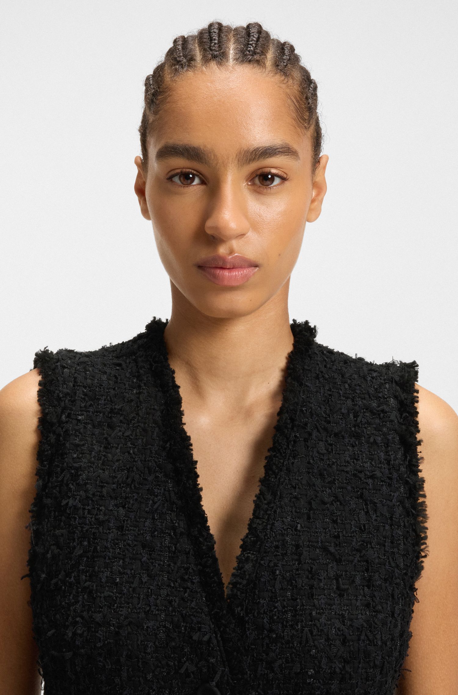 【BOSS博斯】天鹅绒花呢无袖常规版型西装外套