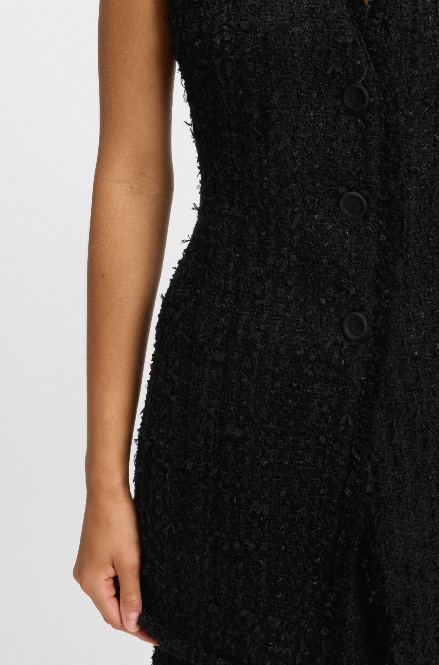 【BOSS博斯】天鹅绒花呢无袖常规版型西装外套