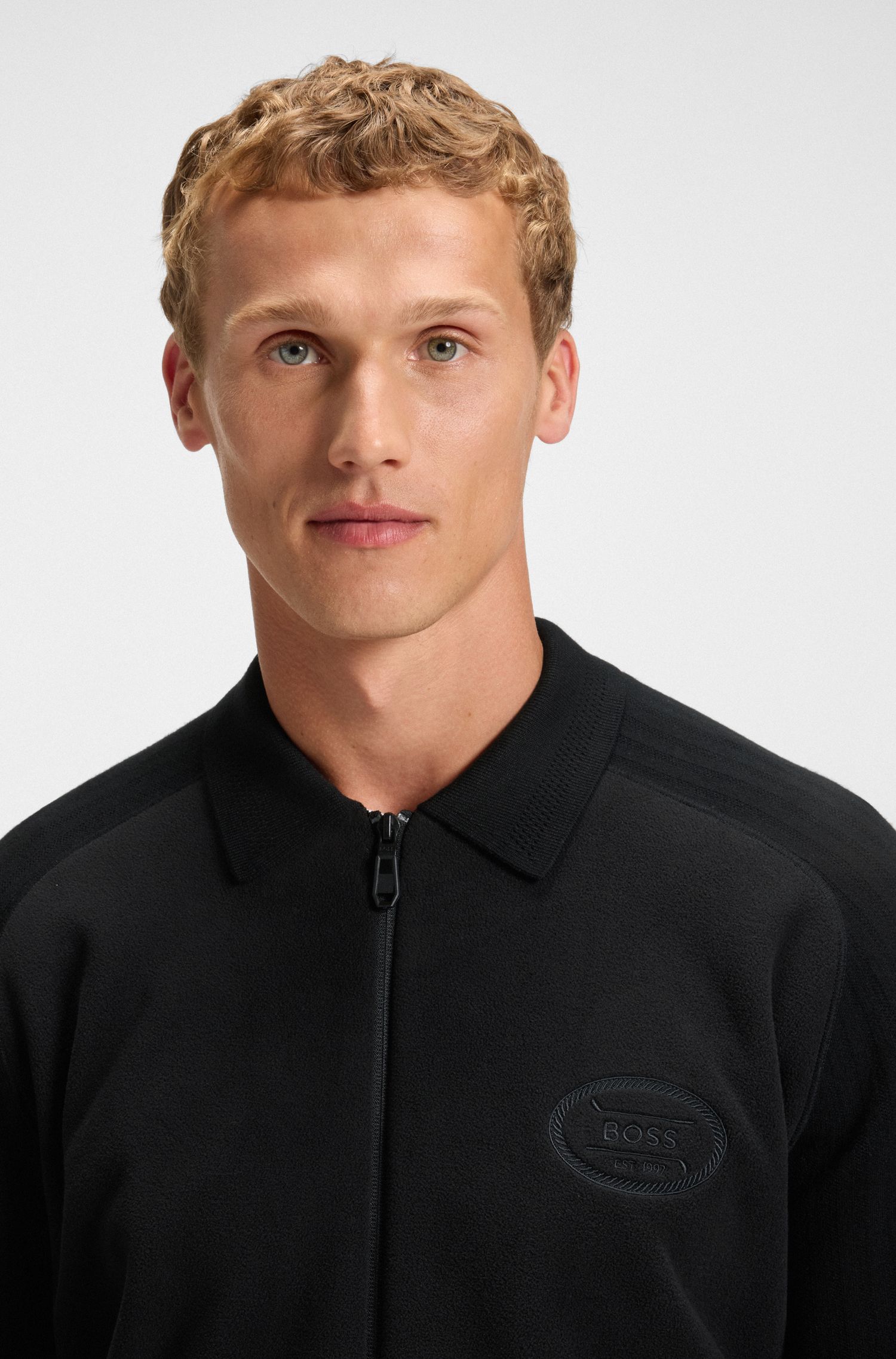 【BOSS博斯】防起绒混合面料宽松版型夹克