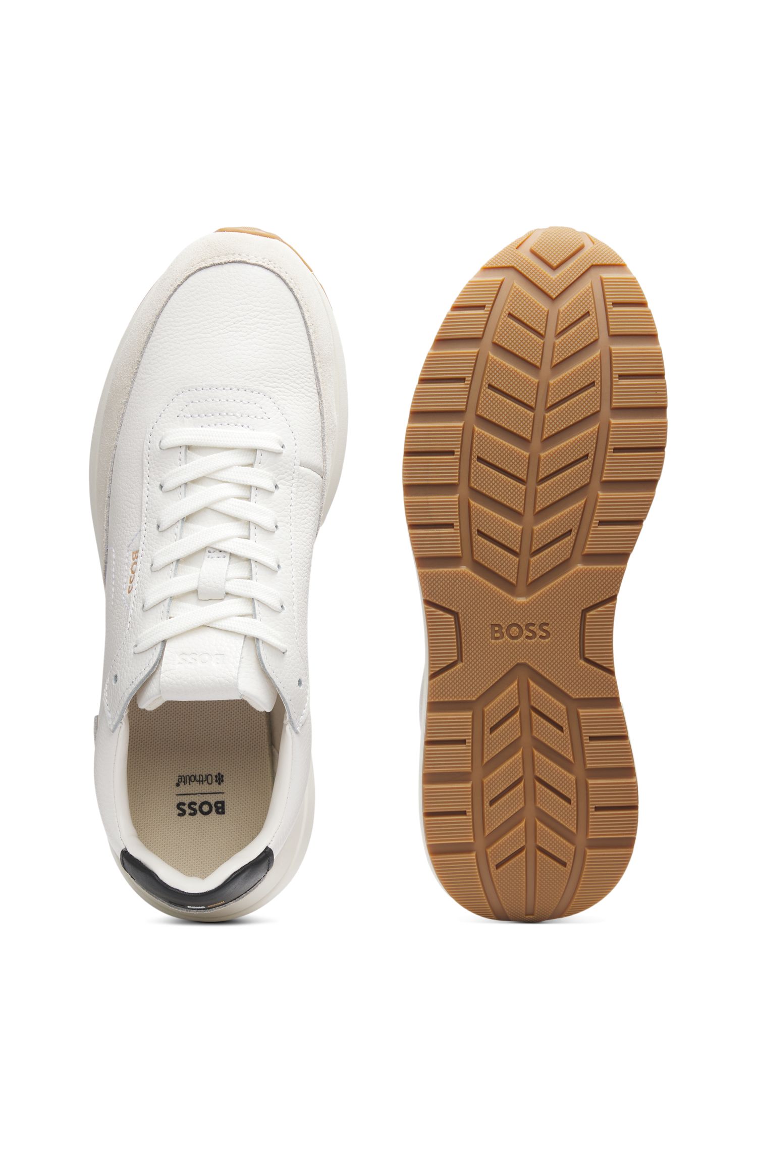 【BOSS博斯】摔花皮革运动鞋