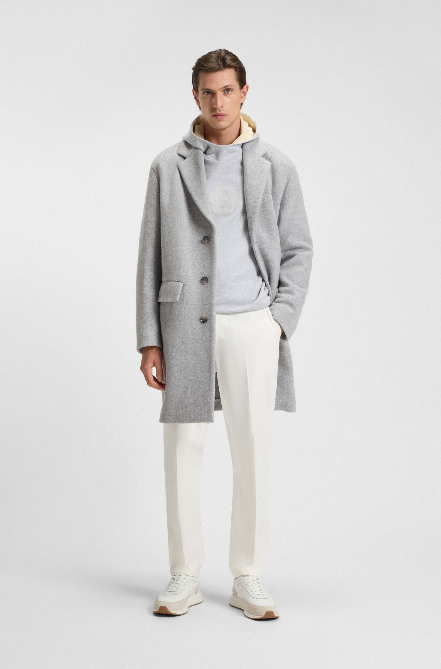 【BOSS博斯】摔花皮革运动鞋