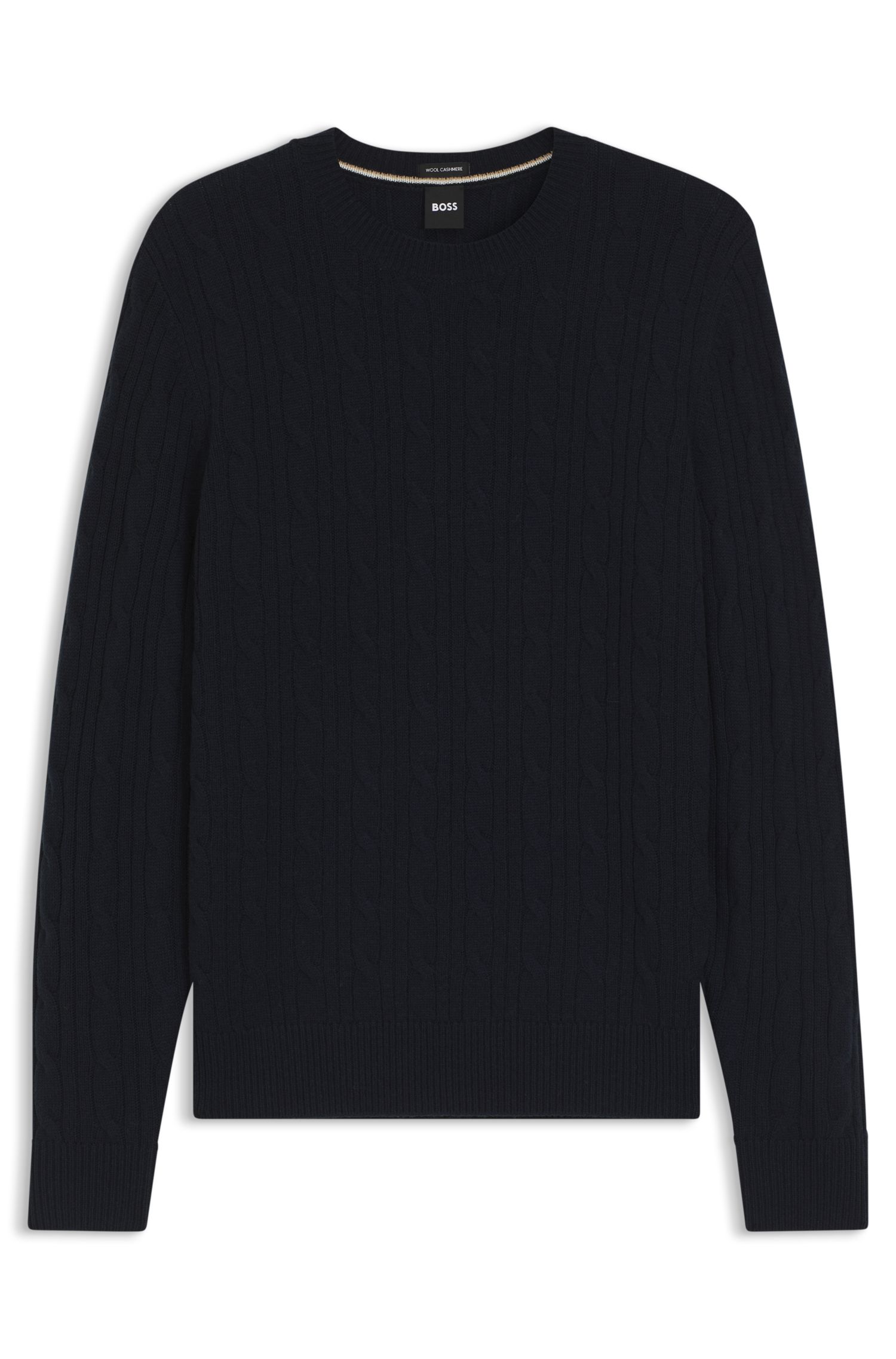 【BOSS博斯】羊毛和羊绒混纺绞花针织毛衣