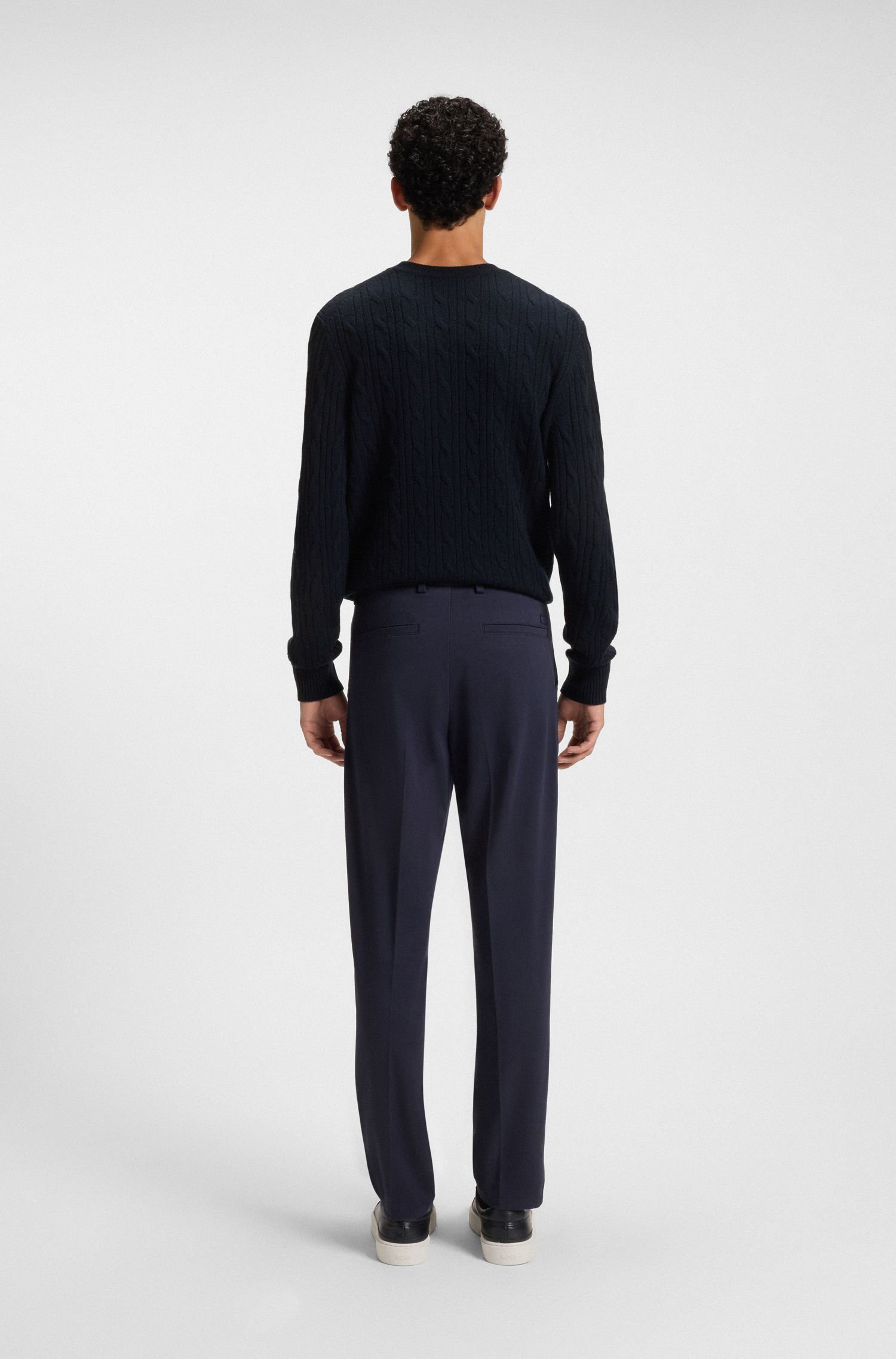 【BOSS博斯】羊毛和羊绒混纺绞花针织毛衣