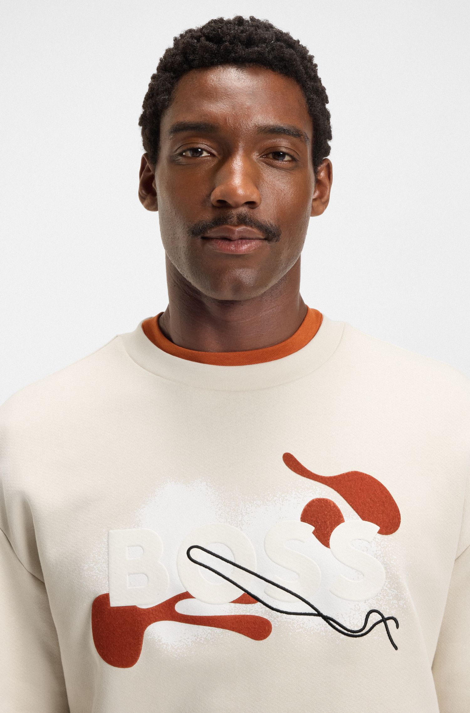 【BOSS博斯】徽标艺术风图案棉质毛圈布运动衫