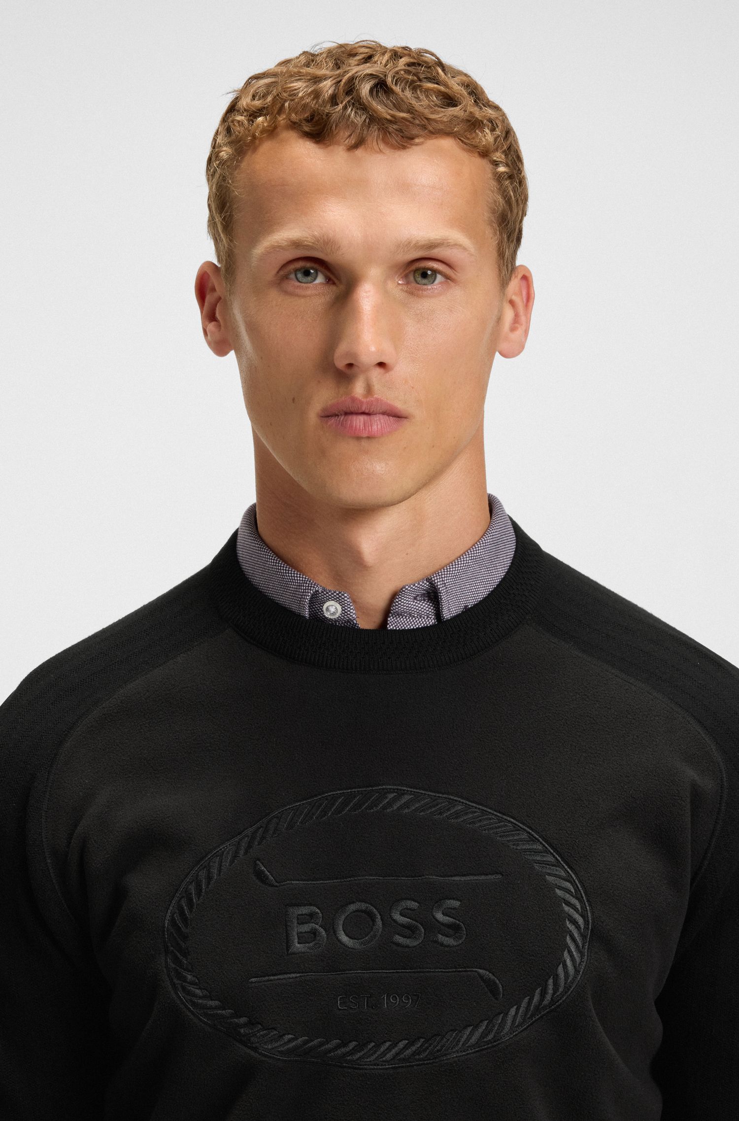 【BOSS博斯】防起绒徽标艺术图案毛衣